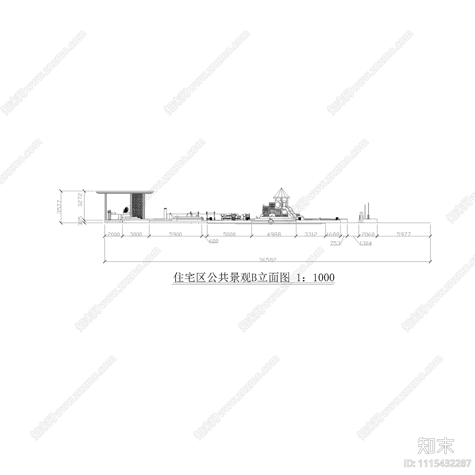 住宅区公共景观施工图cad施工图下载【ID:1115432287】