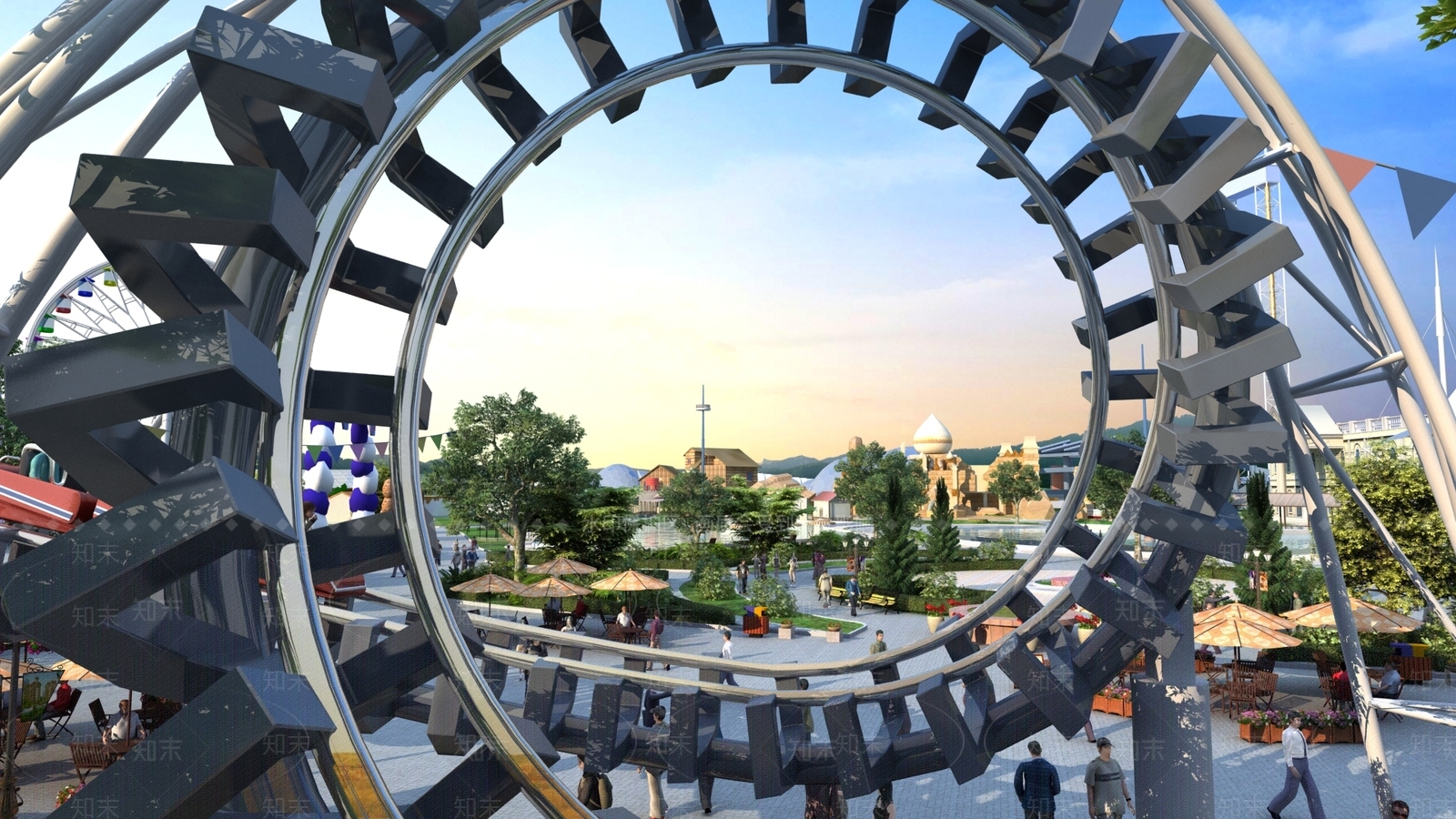 现代游乐场过山车3D模型下载【ID:1115445862】