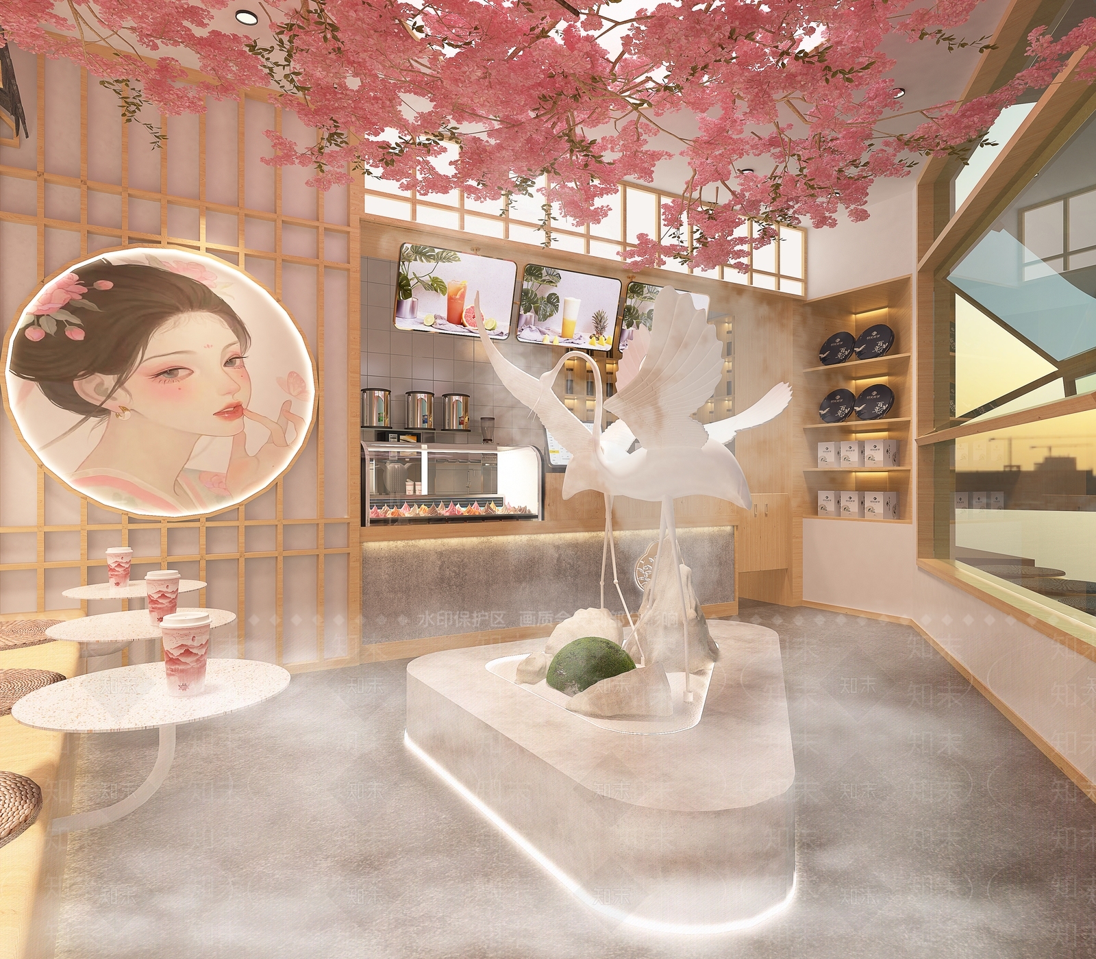 新中式奶茶店3D模型下载【ID:1115444616】