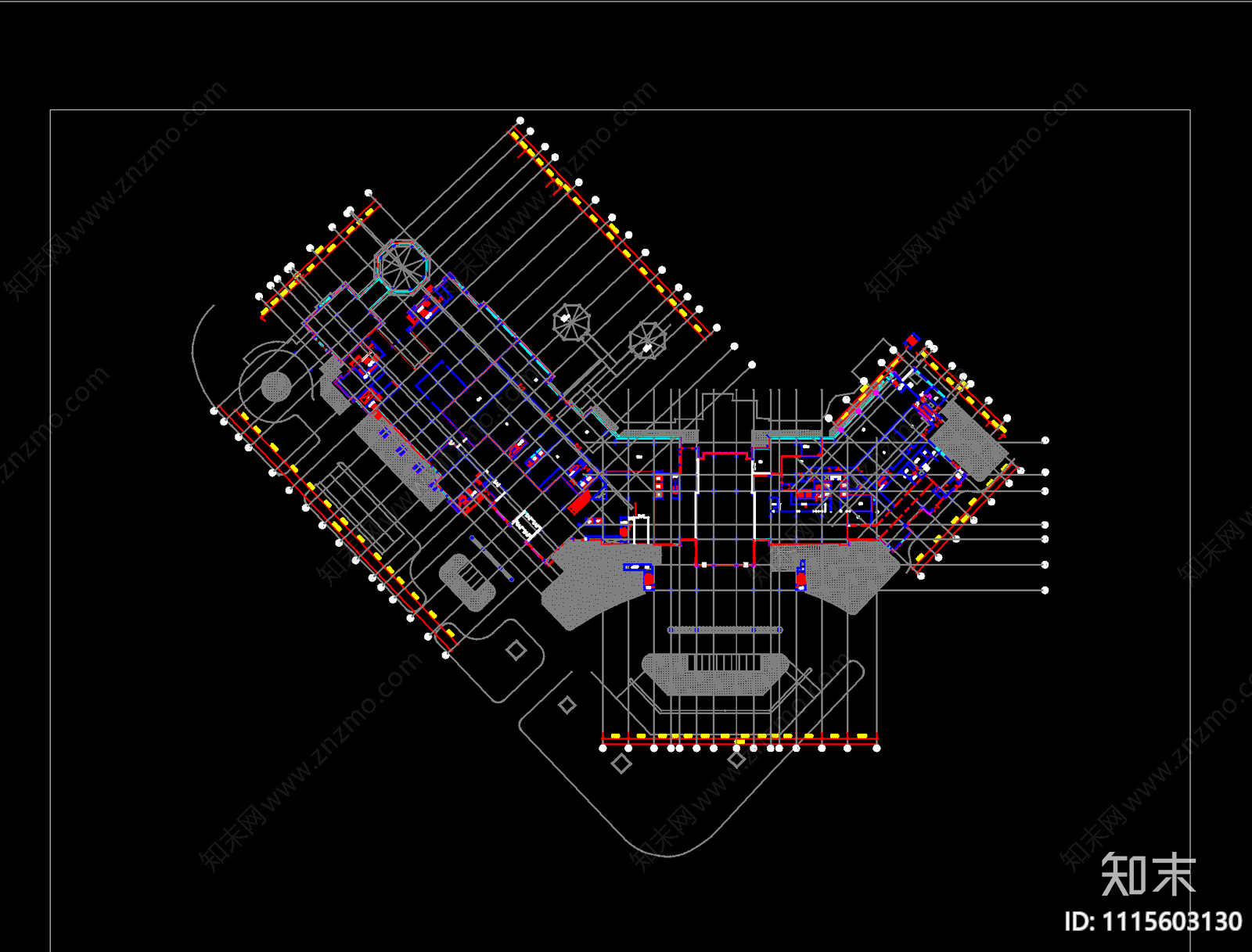 酒店公共区域施工图cad施工图下载【ID:1115603130】