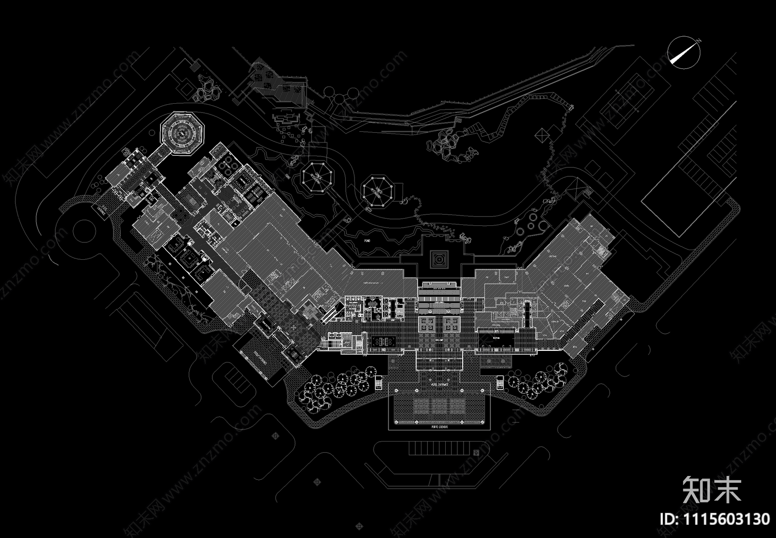 酒店公共区域施工图cad施工图下载【ID:1115603130】