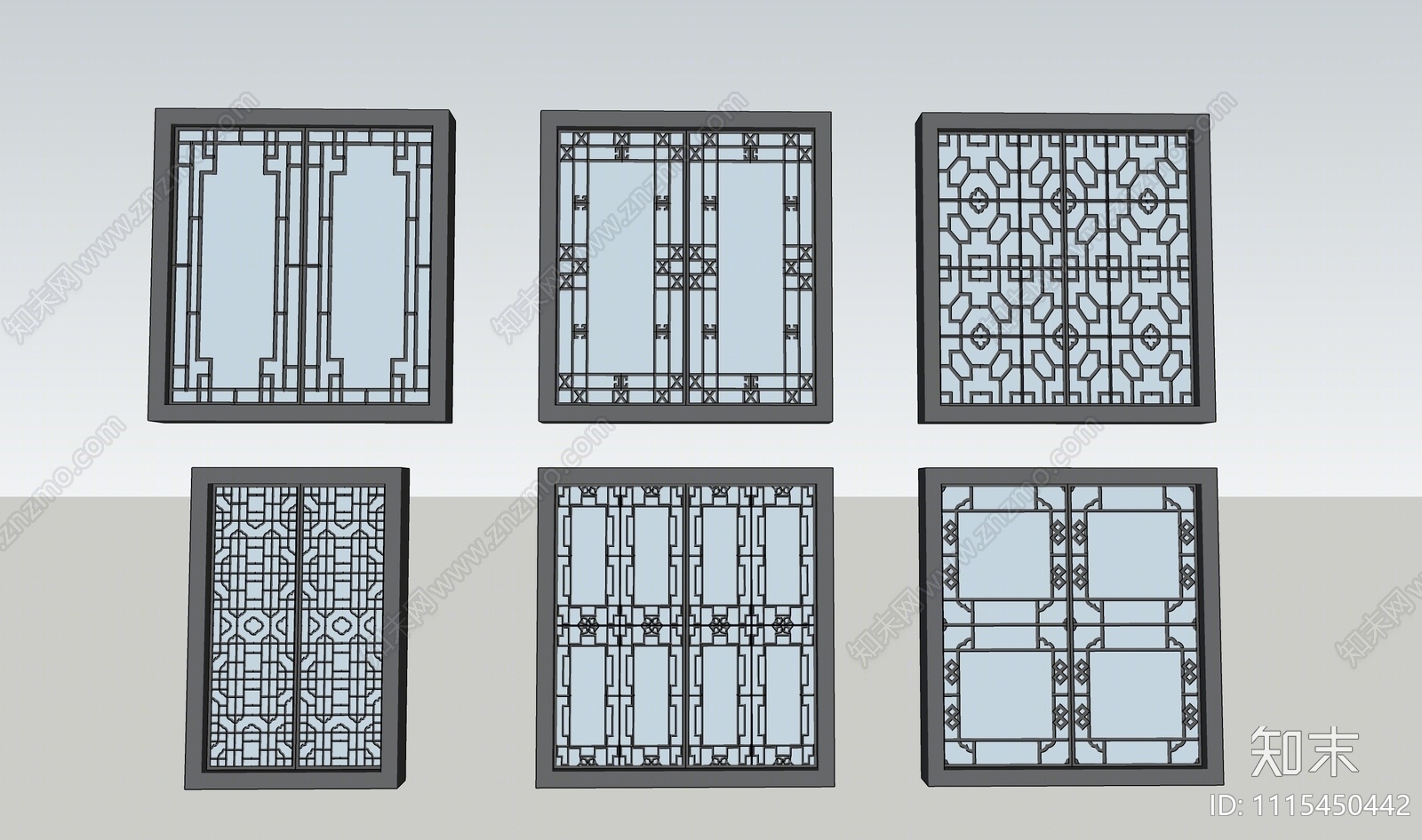 新中式窗框SU模型下载【ID:1115450442】
