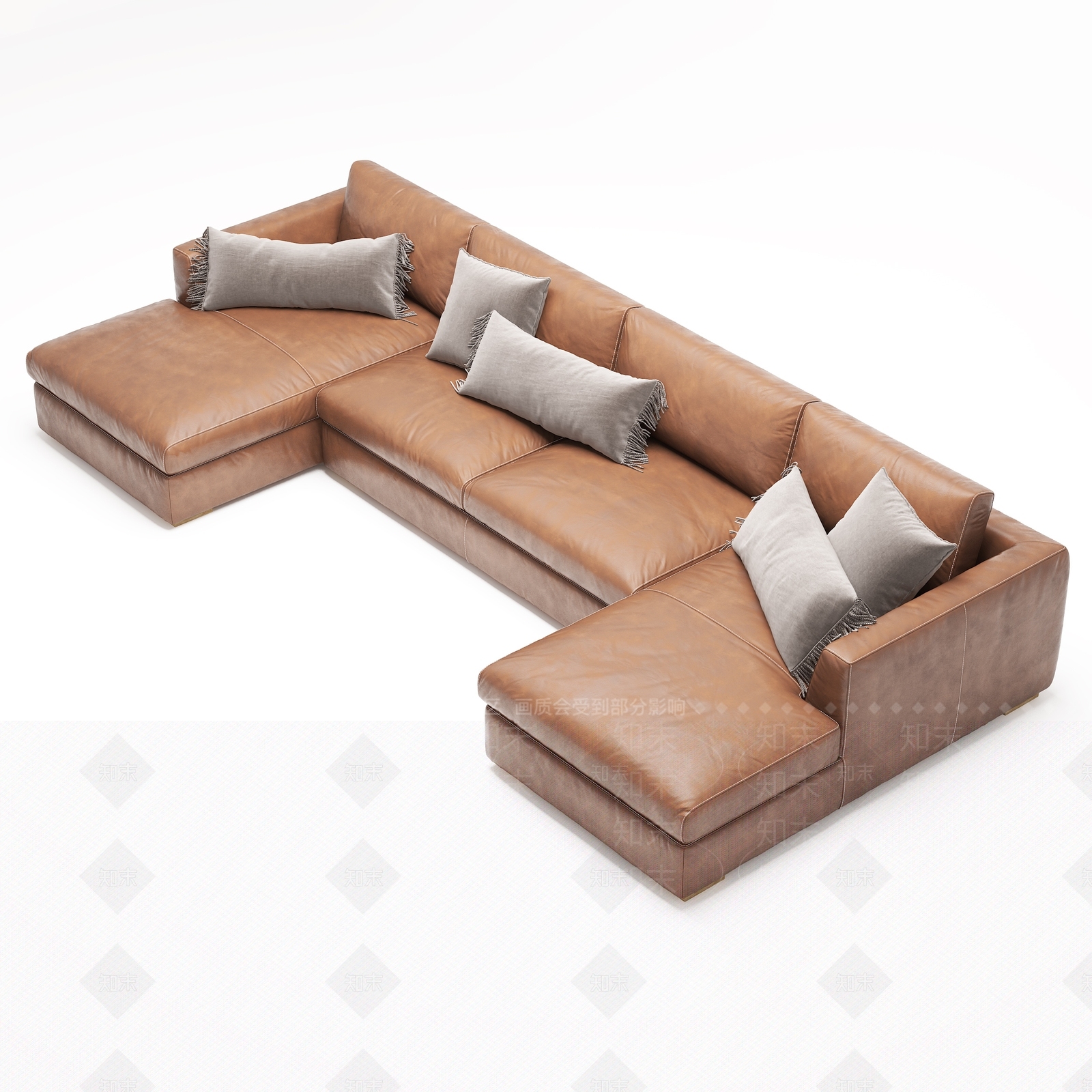 现代U形多人沙发3D模型下载【ID:1115453195】