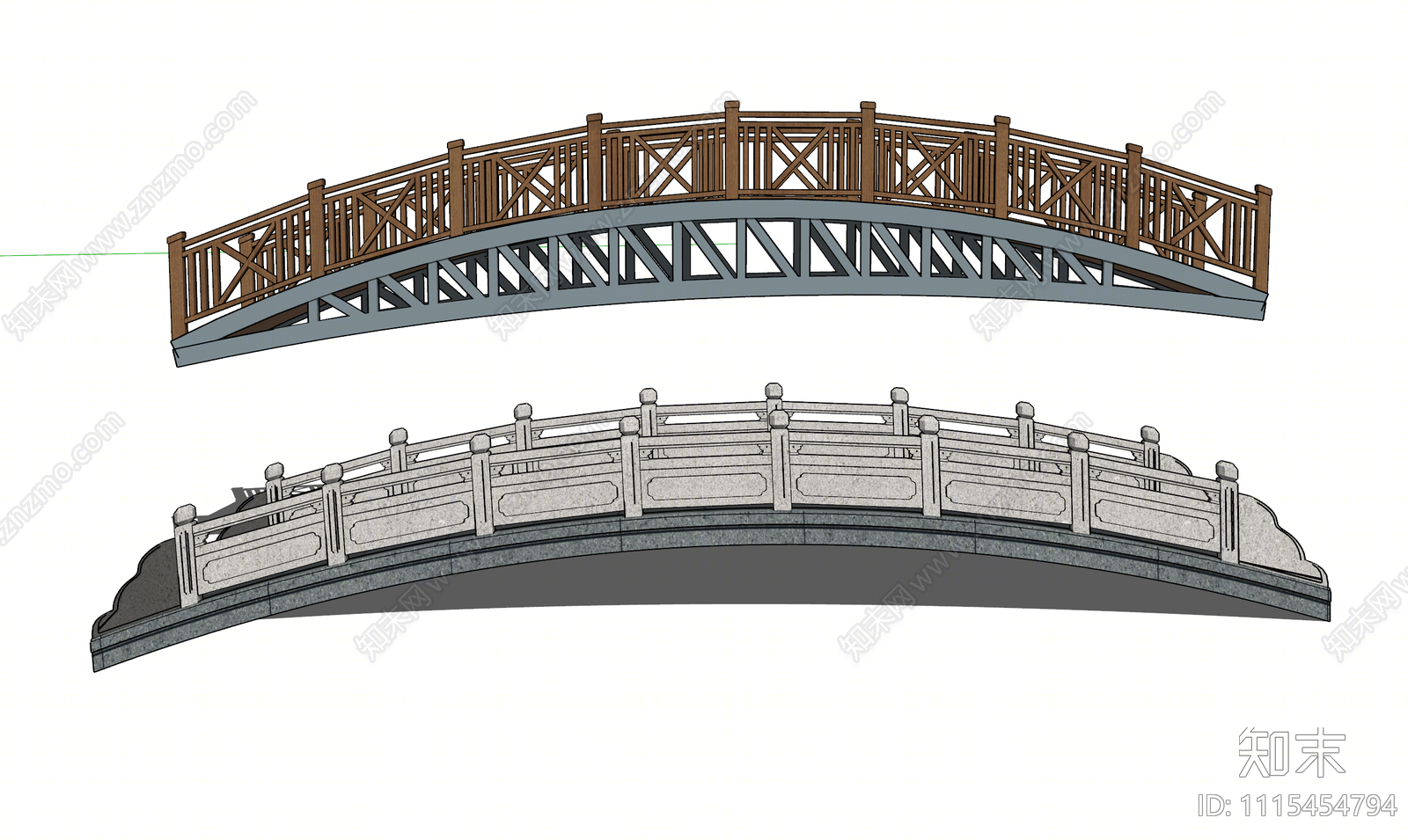 中式景观桥SU模型下载【ID:1115454794】