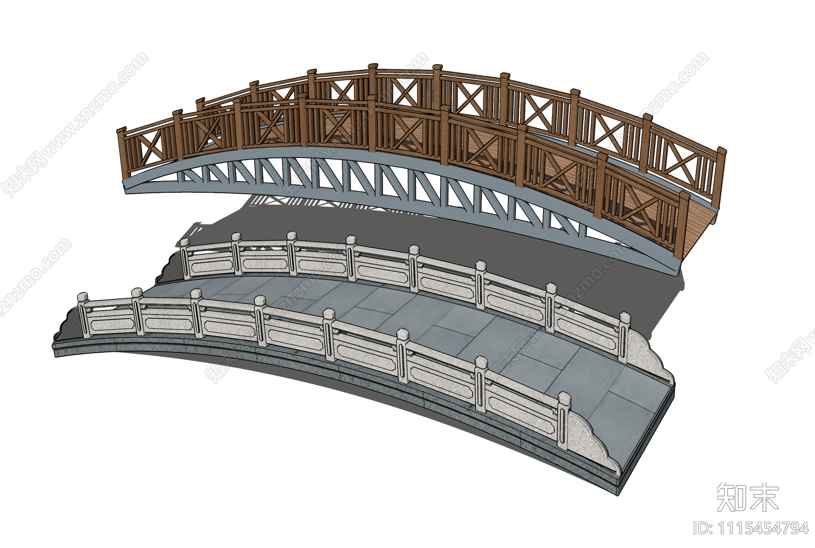 中式景观桥SU模型下载【ID:1115454794】