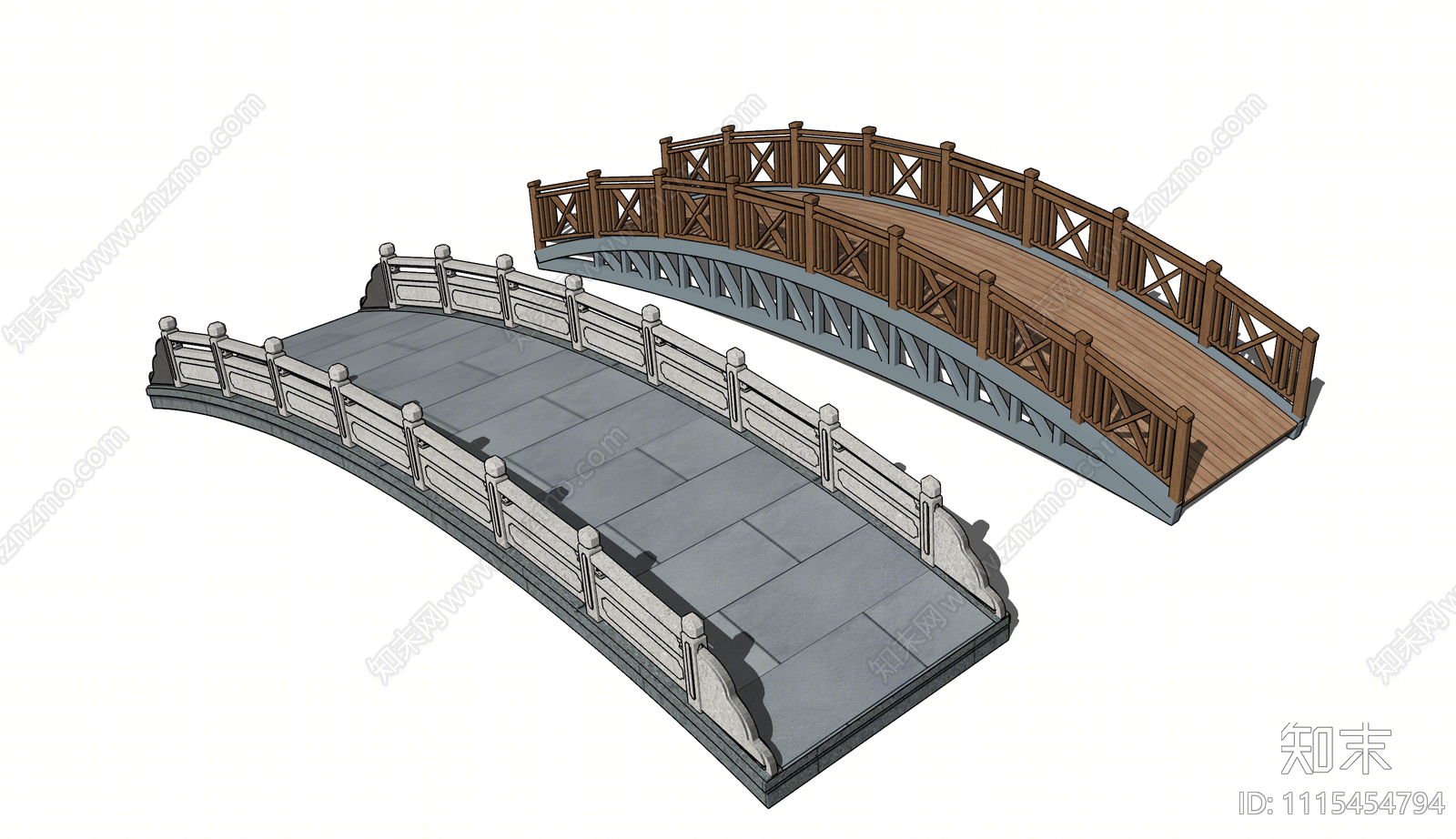 中式景观桥SU模型下载【ID:1115454794】