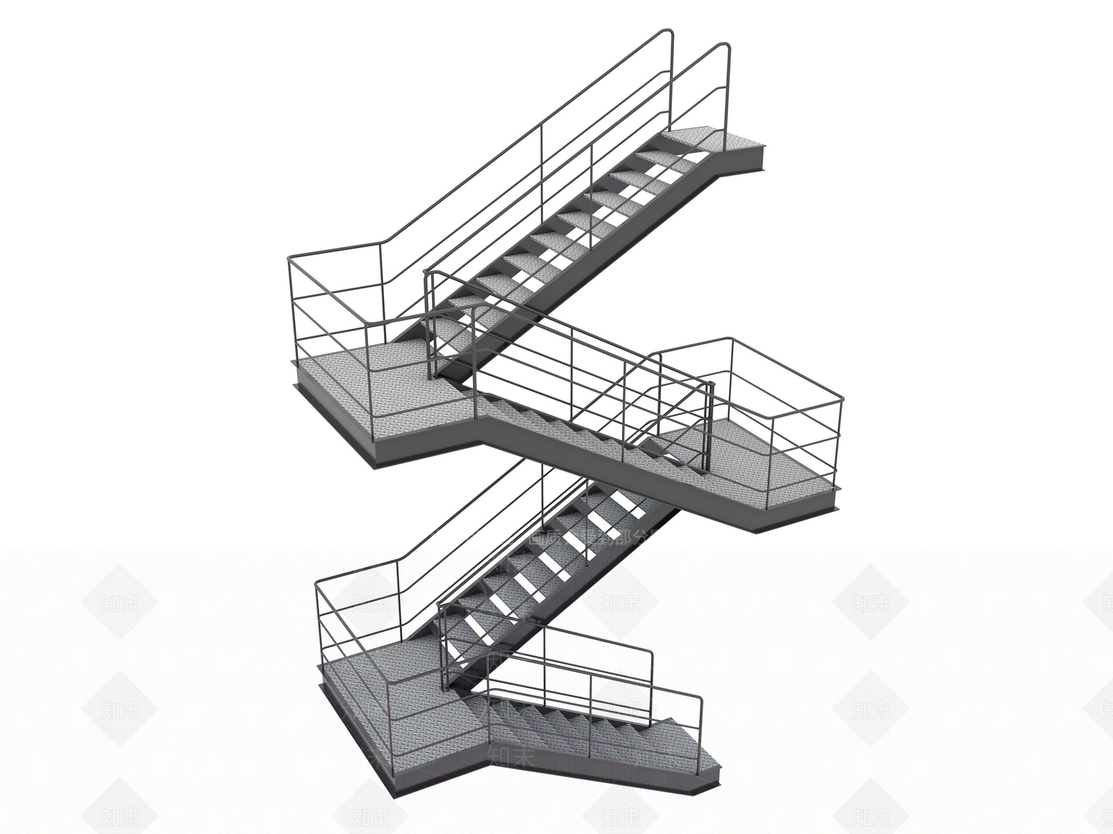 现代户外钢架扶手楼梯SU模型下载【ID:1115782304】