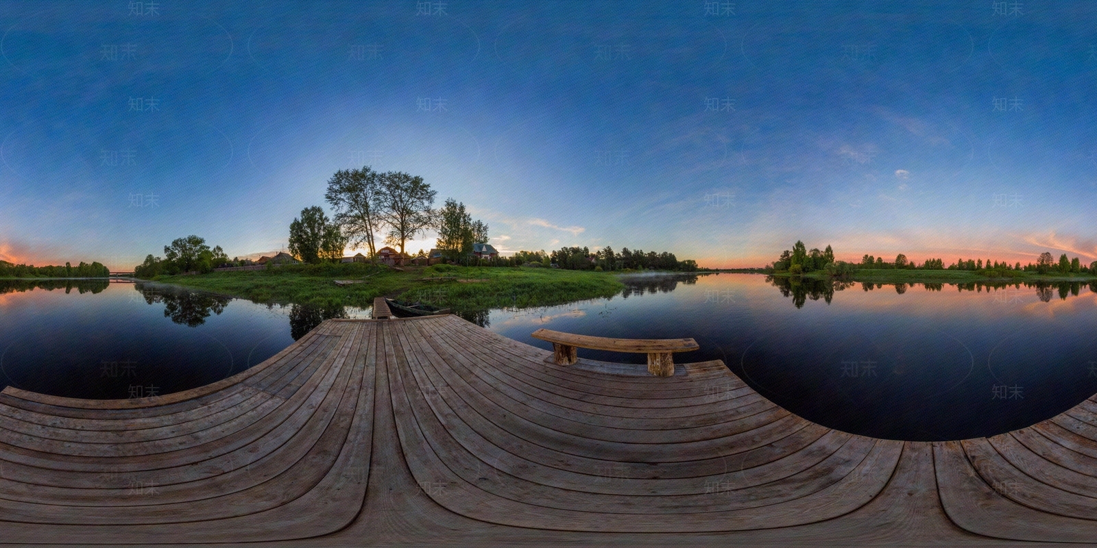 滨水驳岸蓝天全景HDR贴图下载【ID:1115464507】