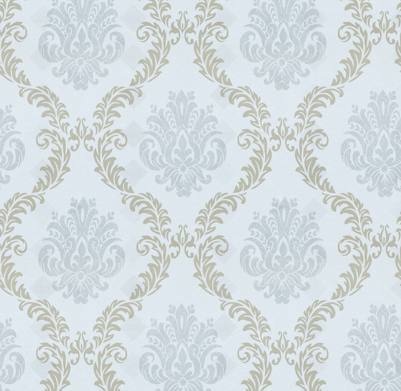 欧式蓝色大马士革墙布贴图下载【ID:1115468742】