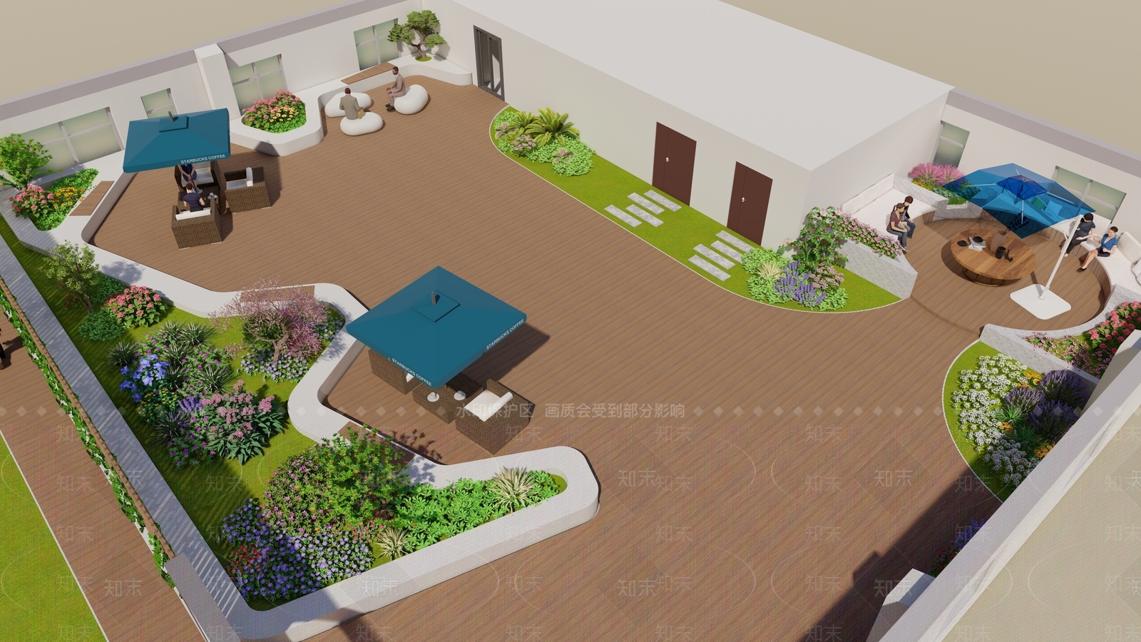 现代屋顶花园SU模型下载【ID:1115472816】