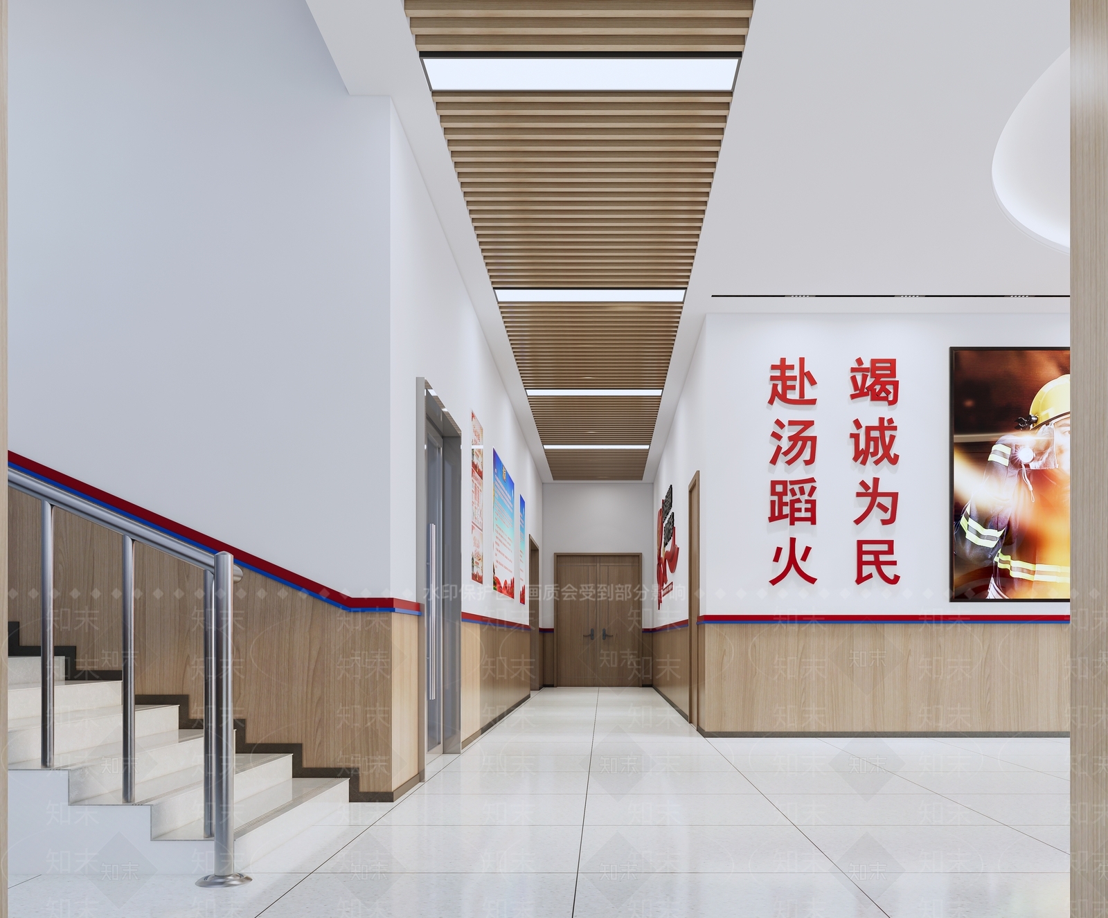 现代消防大队大厅SU模型下载【ID:1115477558】