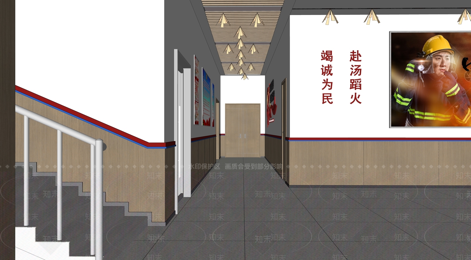 现代消防大队大厅SU模型下载【ID:1115477558】