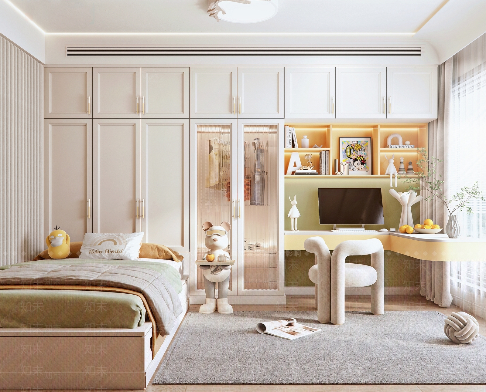 北欧榻榻米卧室3D模型下载【ID:1115475345】