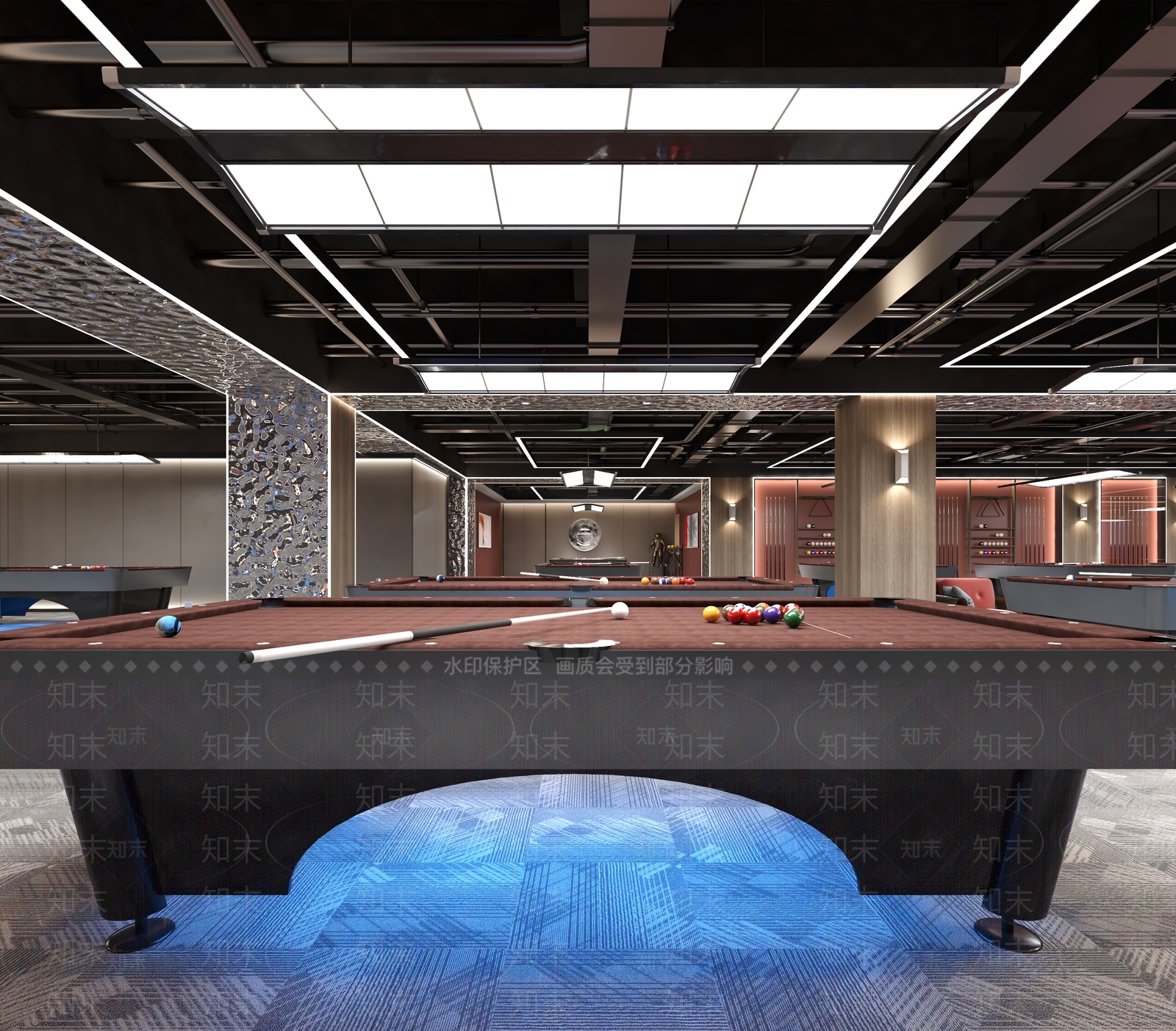 现代台球室3D模型下载【ID:1115477250】