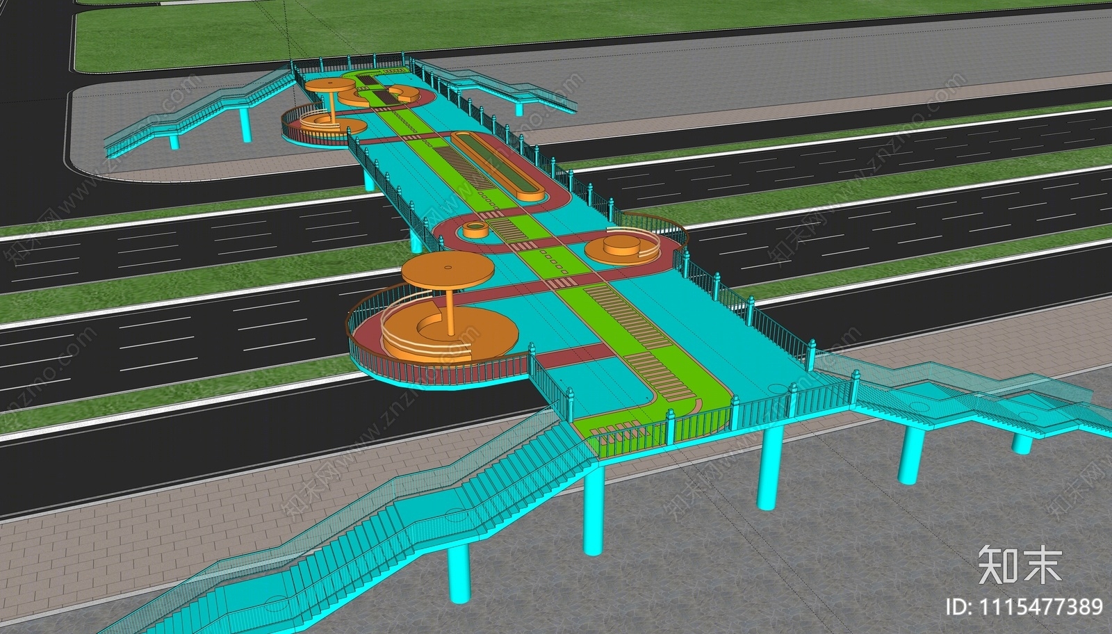 现代人行天桥SU模型下载【ID:1115477389】