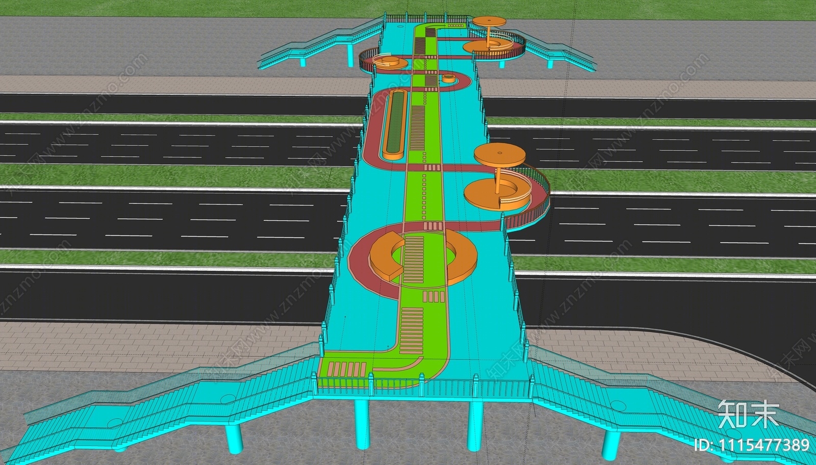 现代人行天桥SU模型下载【ID:1115477389】