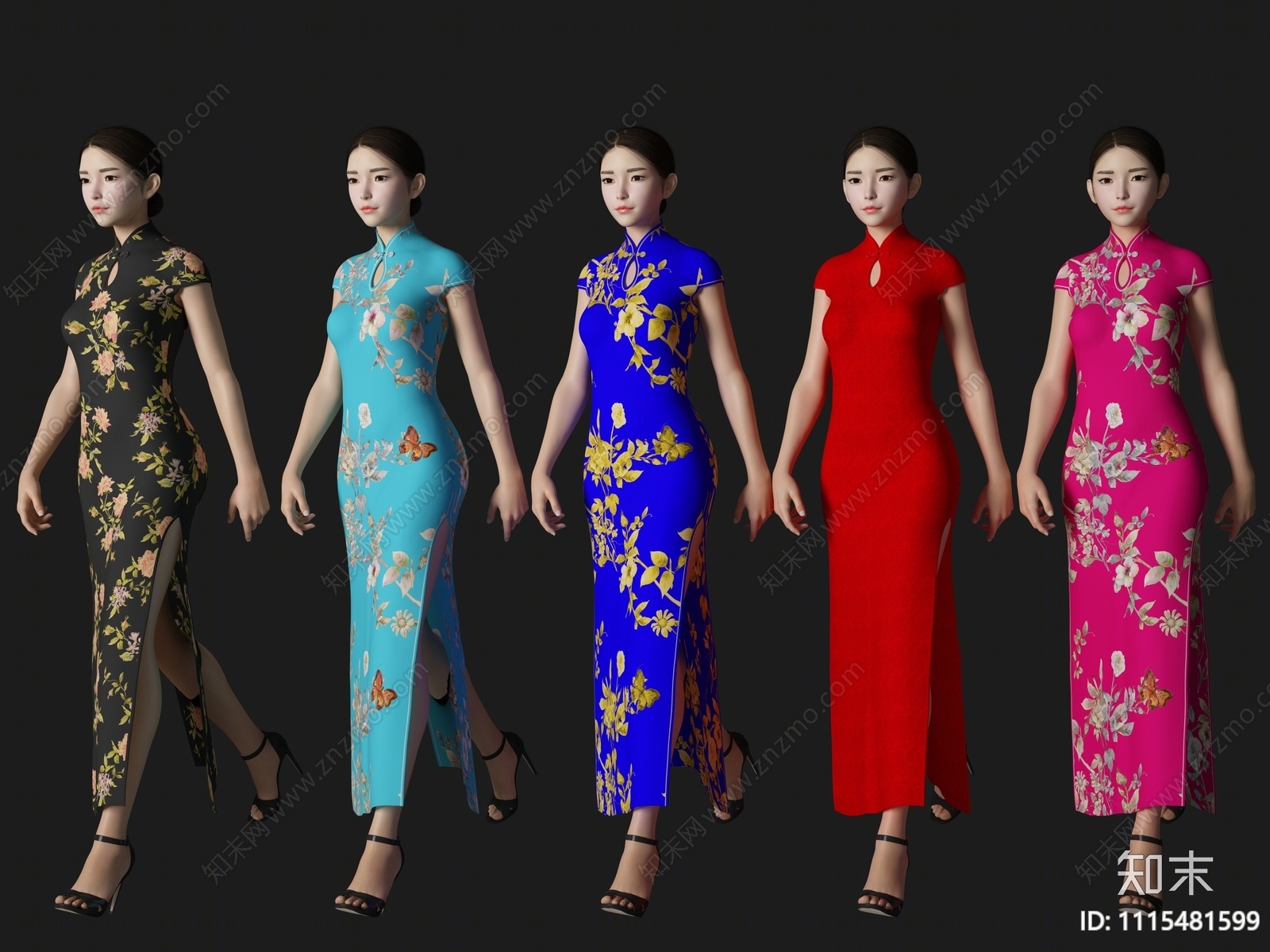 现代旗袍美女人物3D模型下载【ID:1115481599】