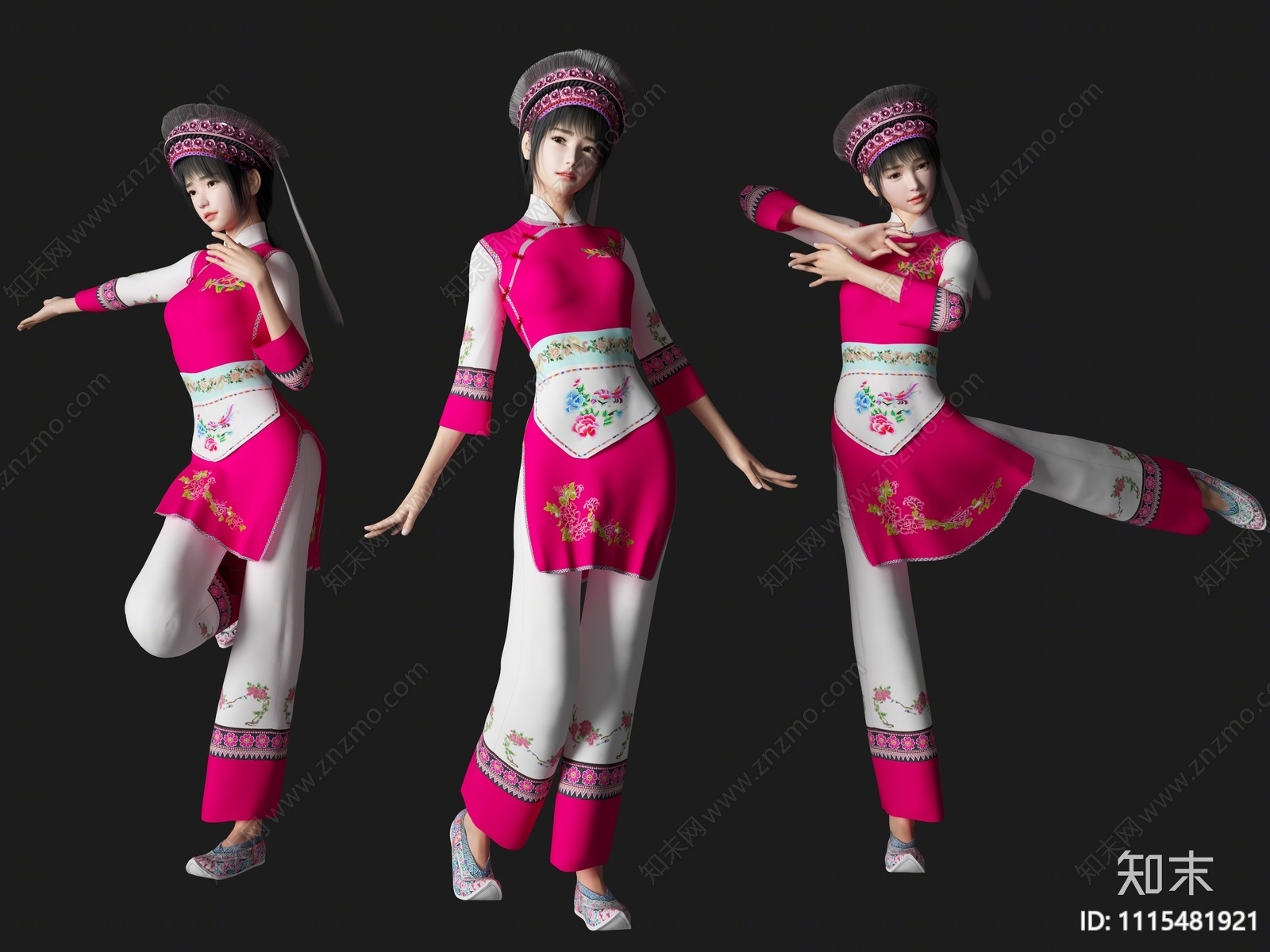 苗族美女人物3D模型下载【ID:1115481921】