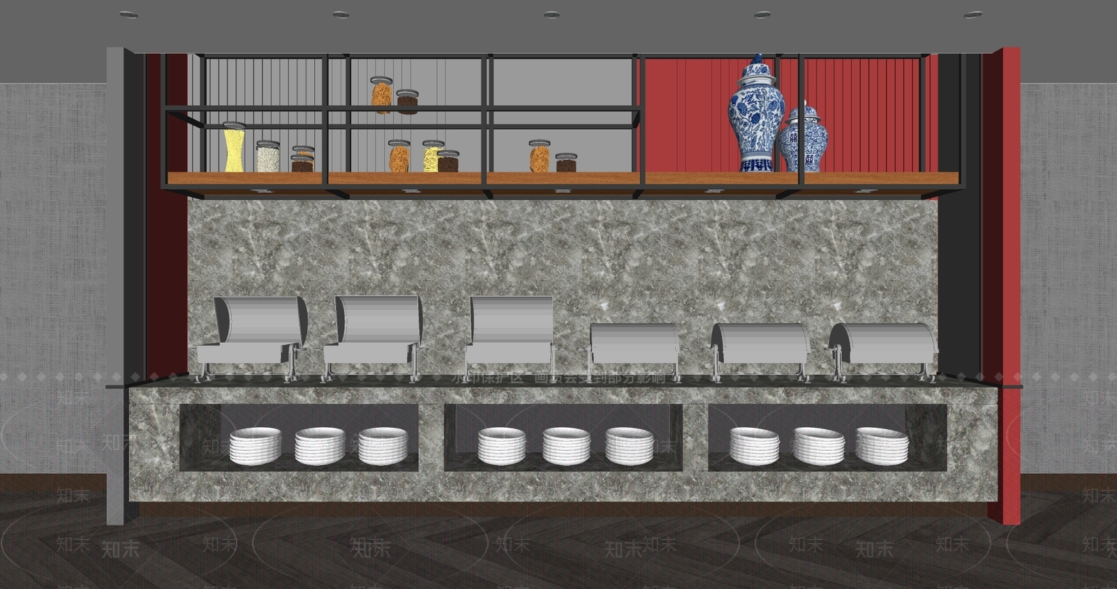新中式自助餐厅SU模型下载【ID:1115484076】