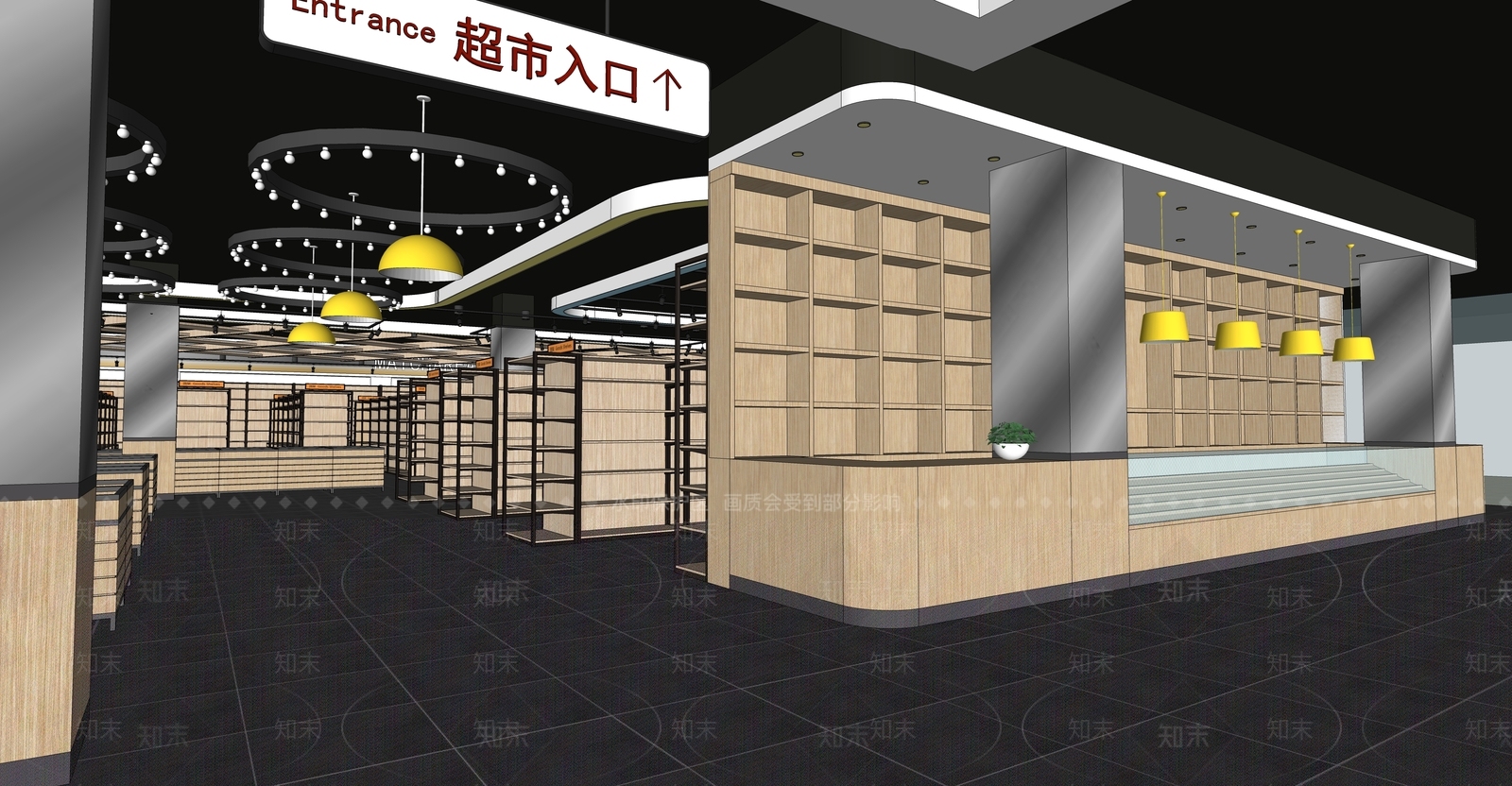 现代华联超市设计SU模型下载【ID:1115487406】