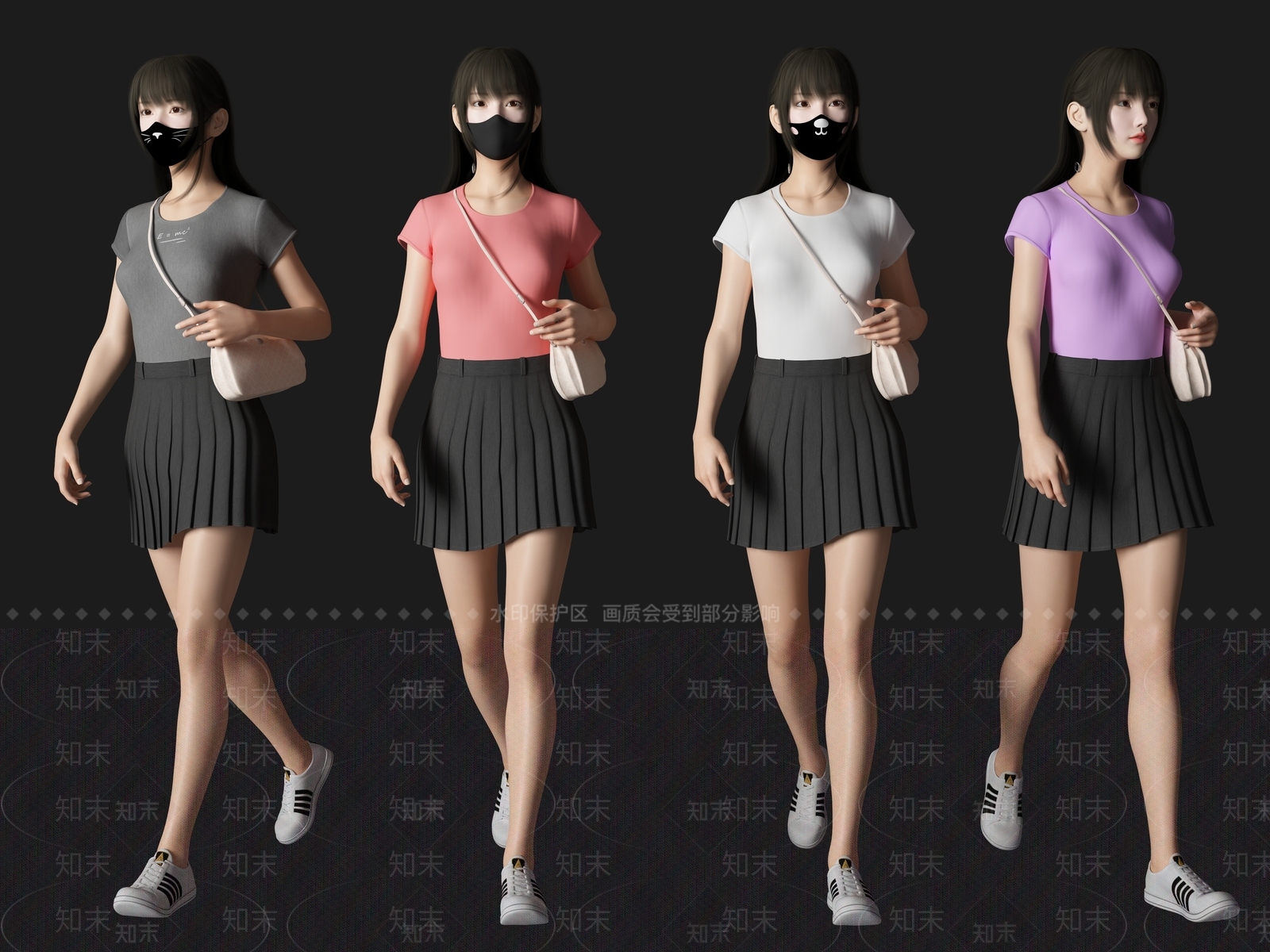 现代口罩美女人物SU模型下载【ID:1115506240】