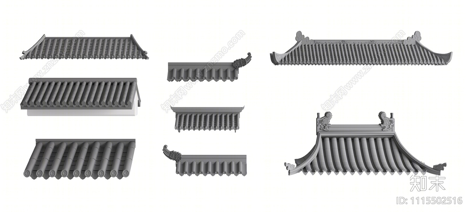 新中式屋檐3D模型下载【ID:1115502516】