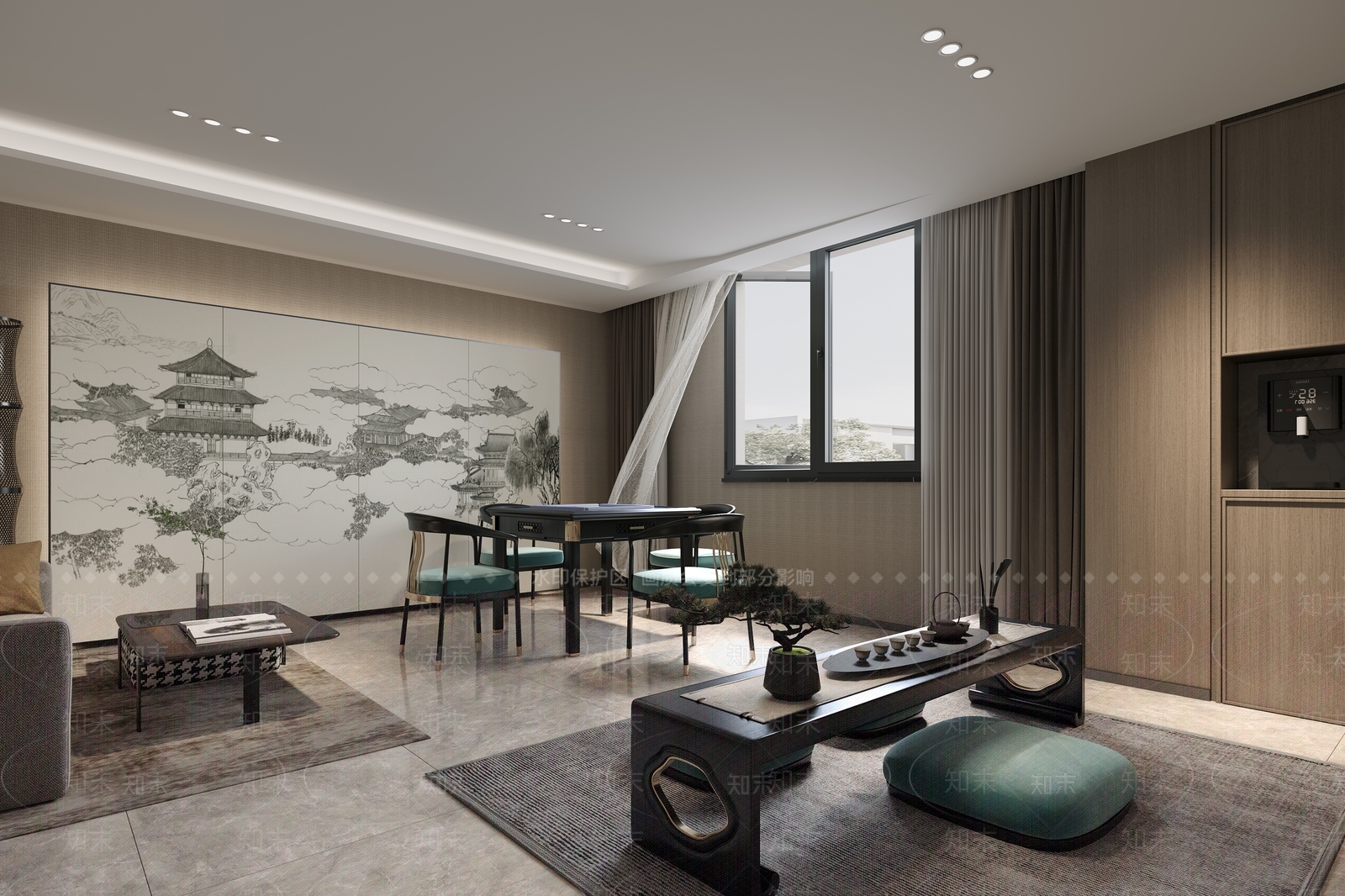 新中式棋牌室3D模型下载【ID:1115503097】