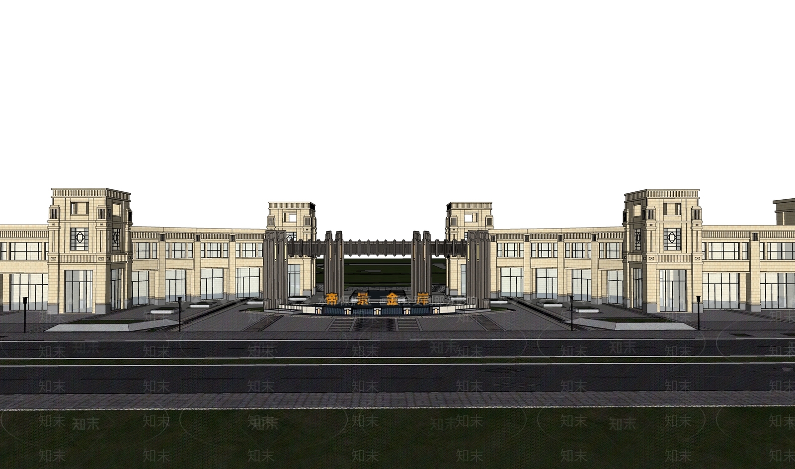 古典小区入口大门SU模型下载【ID:1115505411】