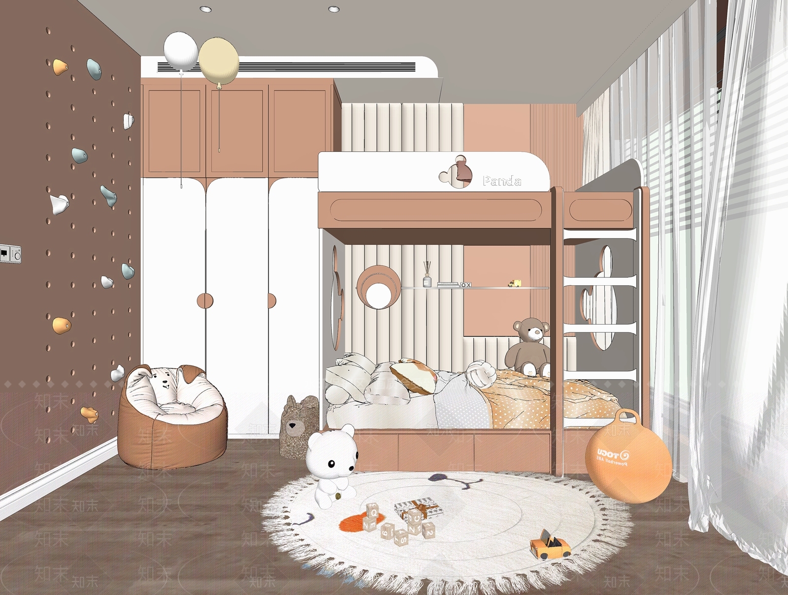 现代通用儿童房SU模型下载【ID:1115517627】
