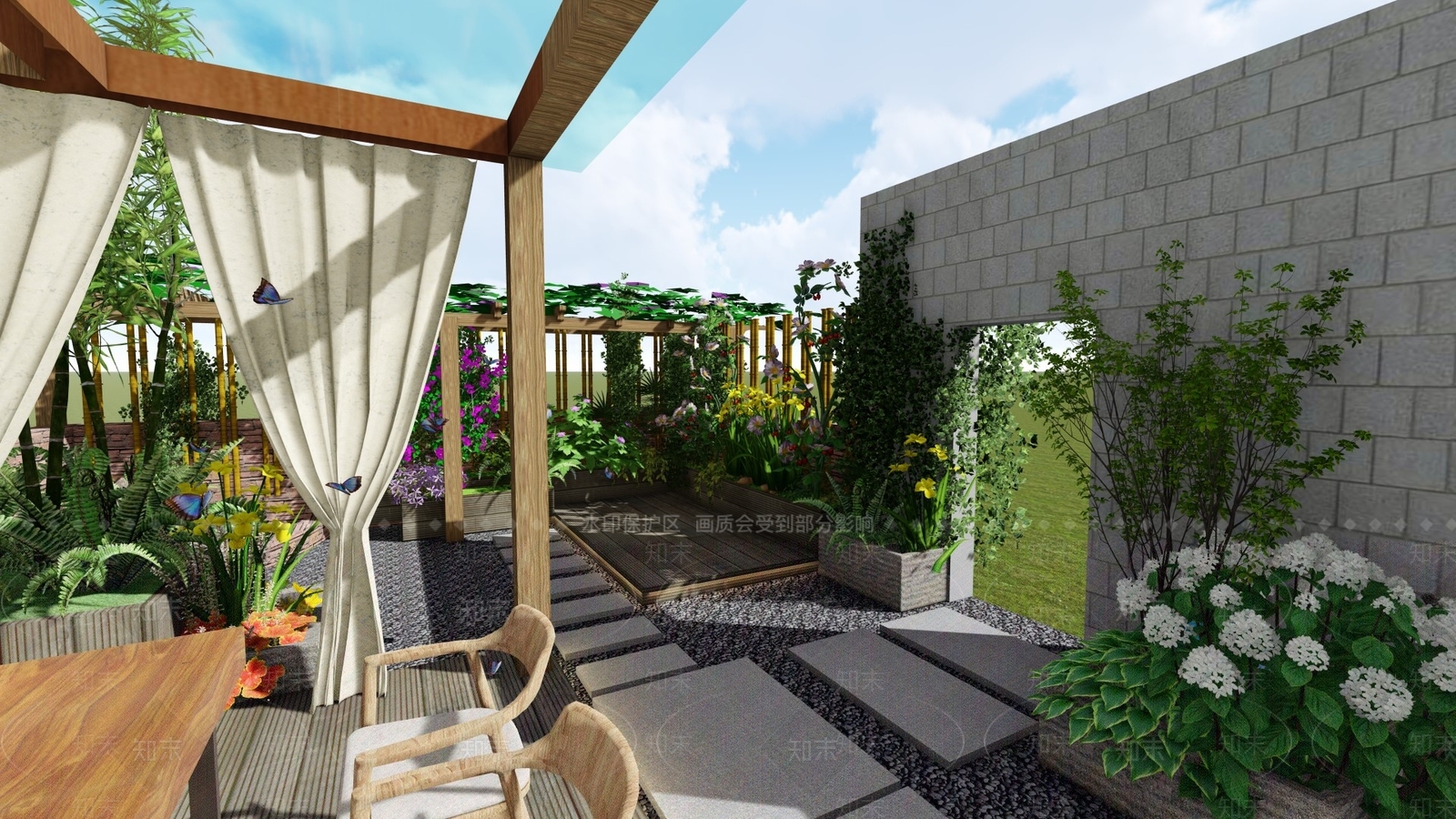 现代屋顶花园SU模型下载【ID:1115517869】