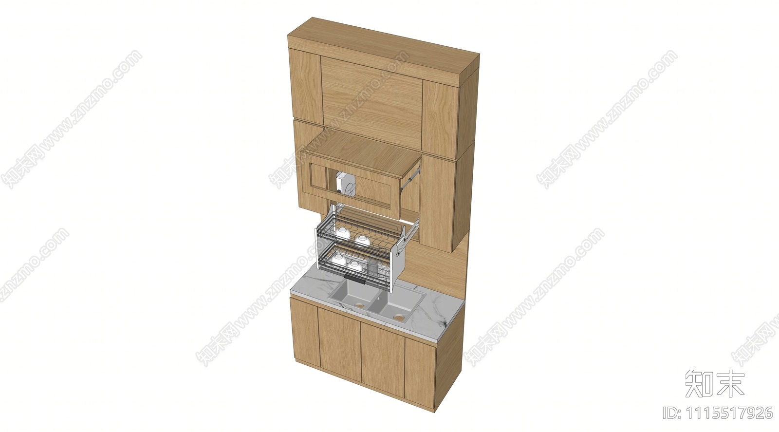 现代晾碗橱柜SU模型下载【ID:1115517926】
