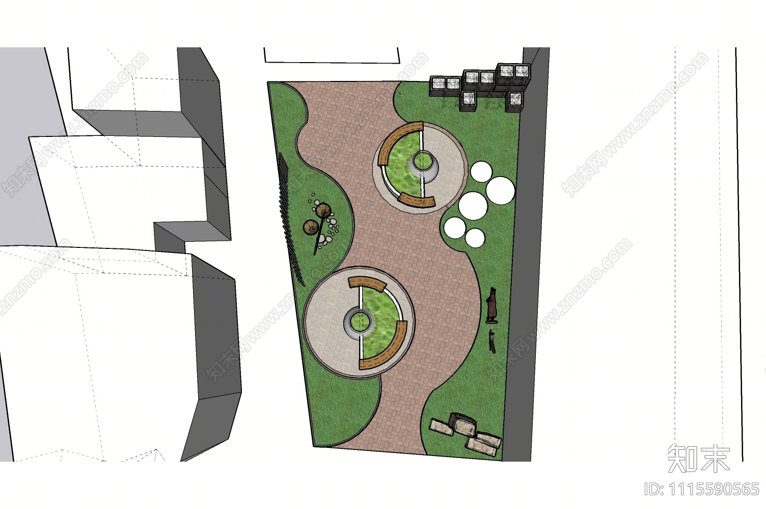 现代口袋公园SU模型下载【ID:1115590565】