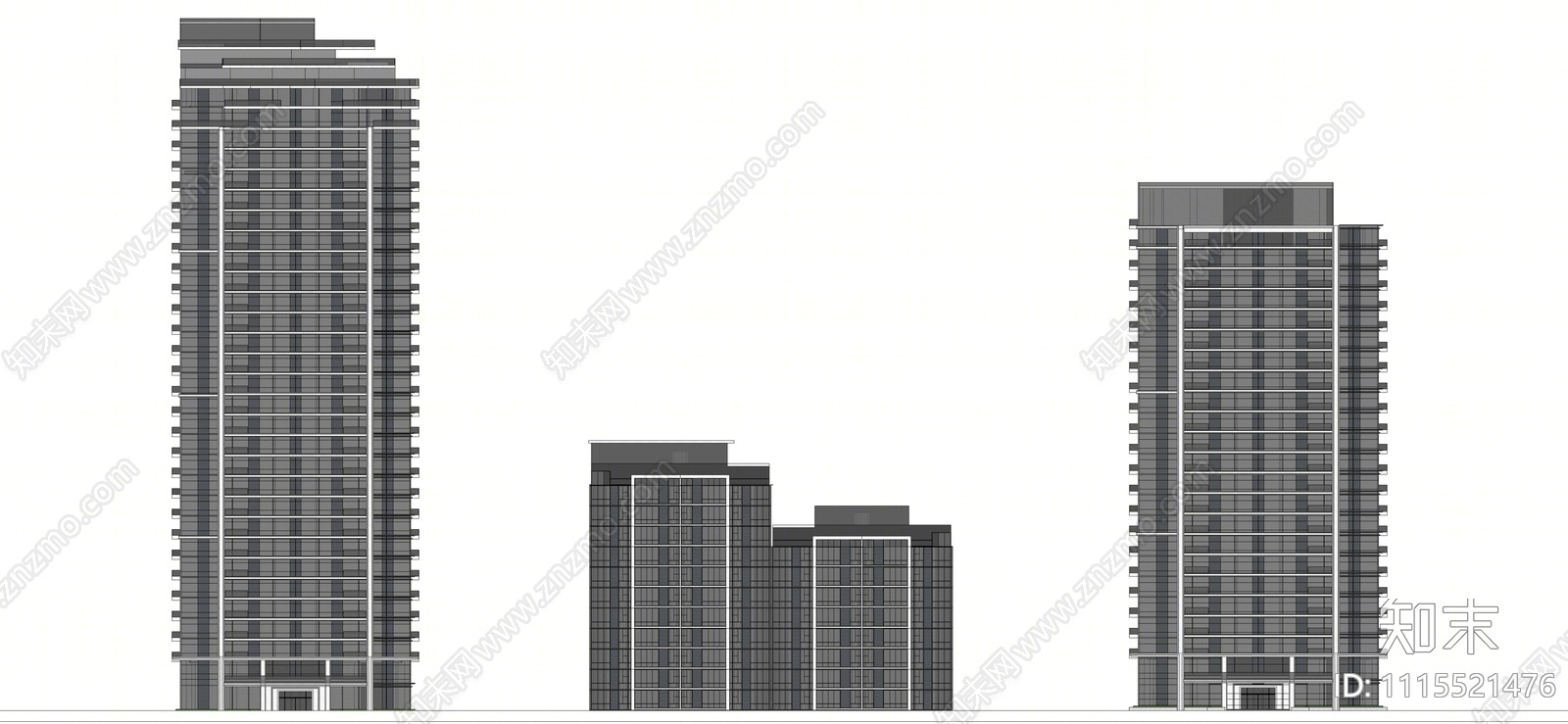 现代高层住宅SU模型下载【ID:1115521476】