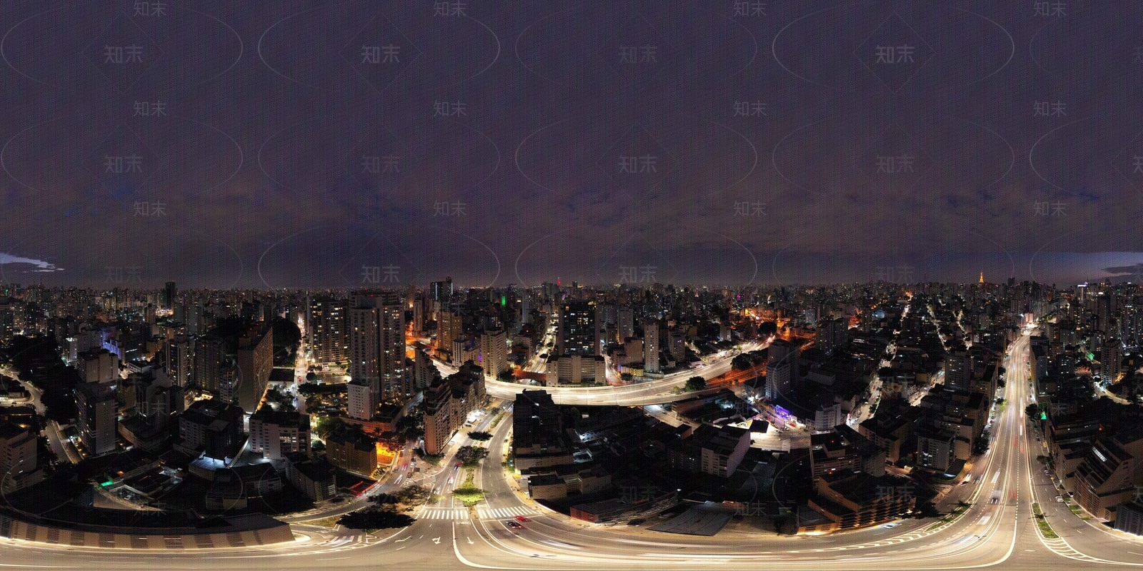 现代城市夜晚全景HDR贴图下载【ID:1115524521】