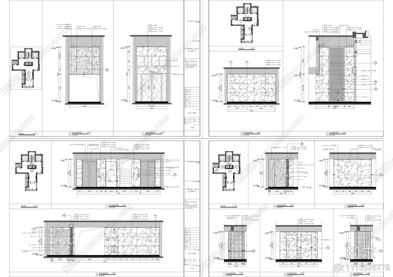 住宅楼公共区深化施工图cad施工图下载【ID:1115526778】