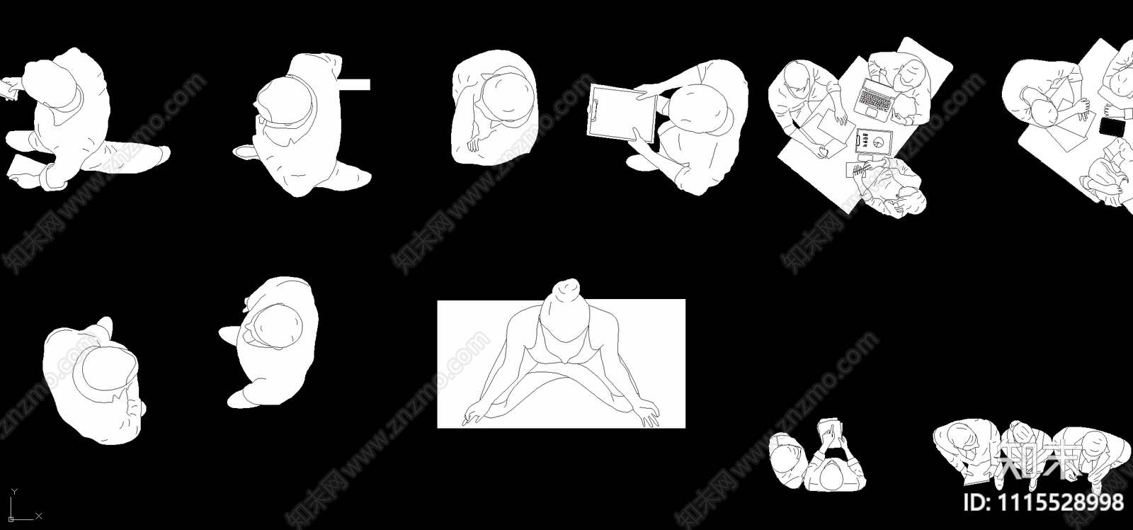 顶视人物CAD素材施工图下载【ID:1115528998】