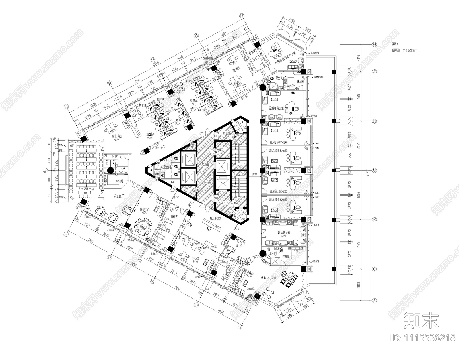 现代办公空间设计施工图cad施工图下载【ID:1115538218】