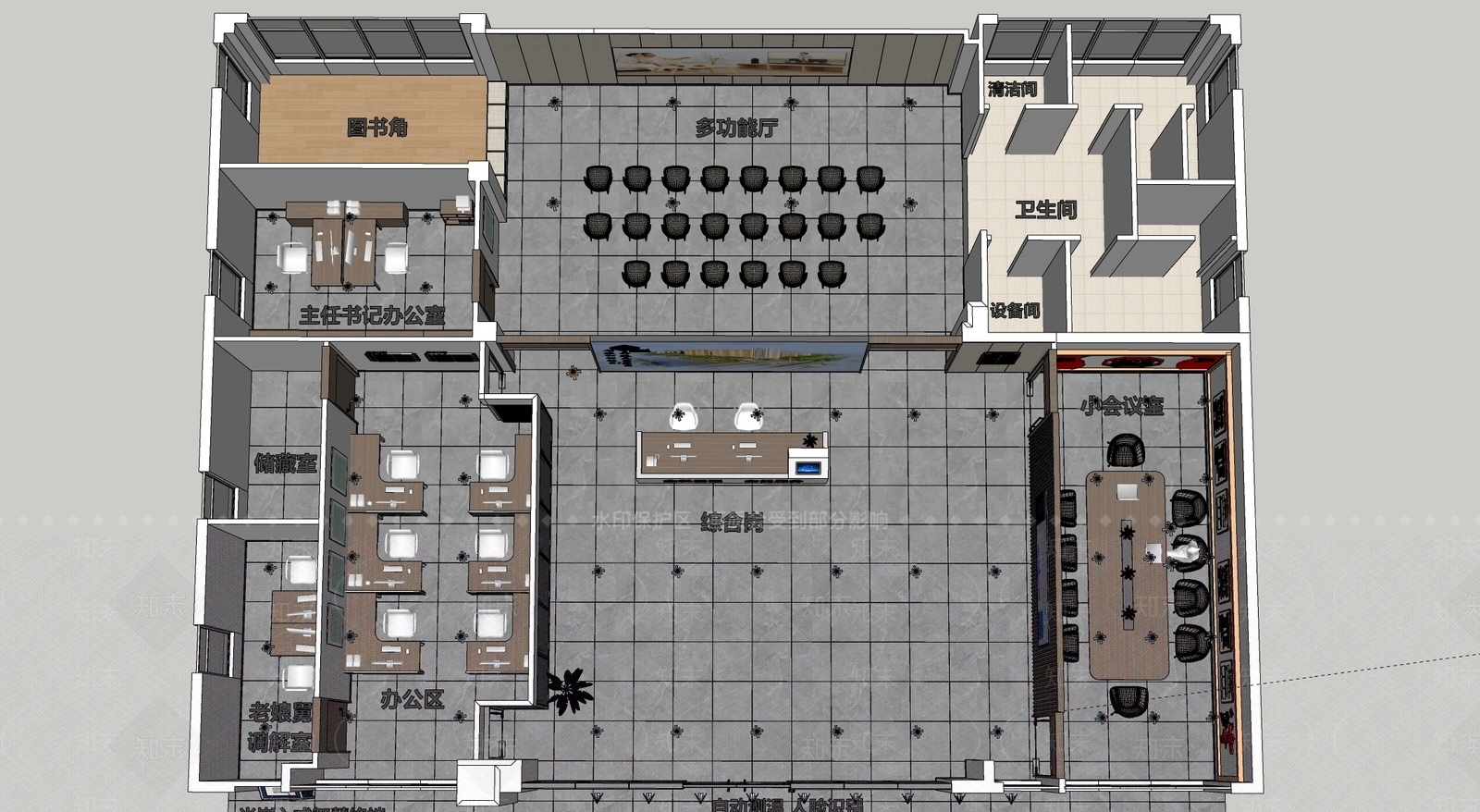 现代社区服务中心SU模型下载【ID:1115541116】