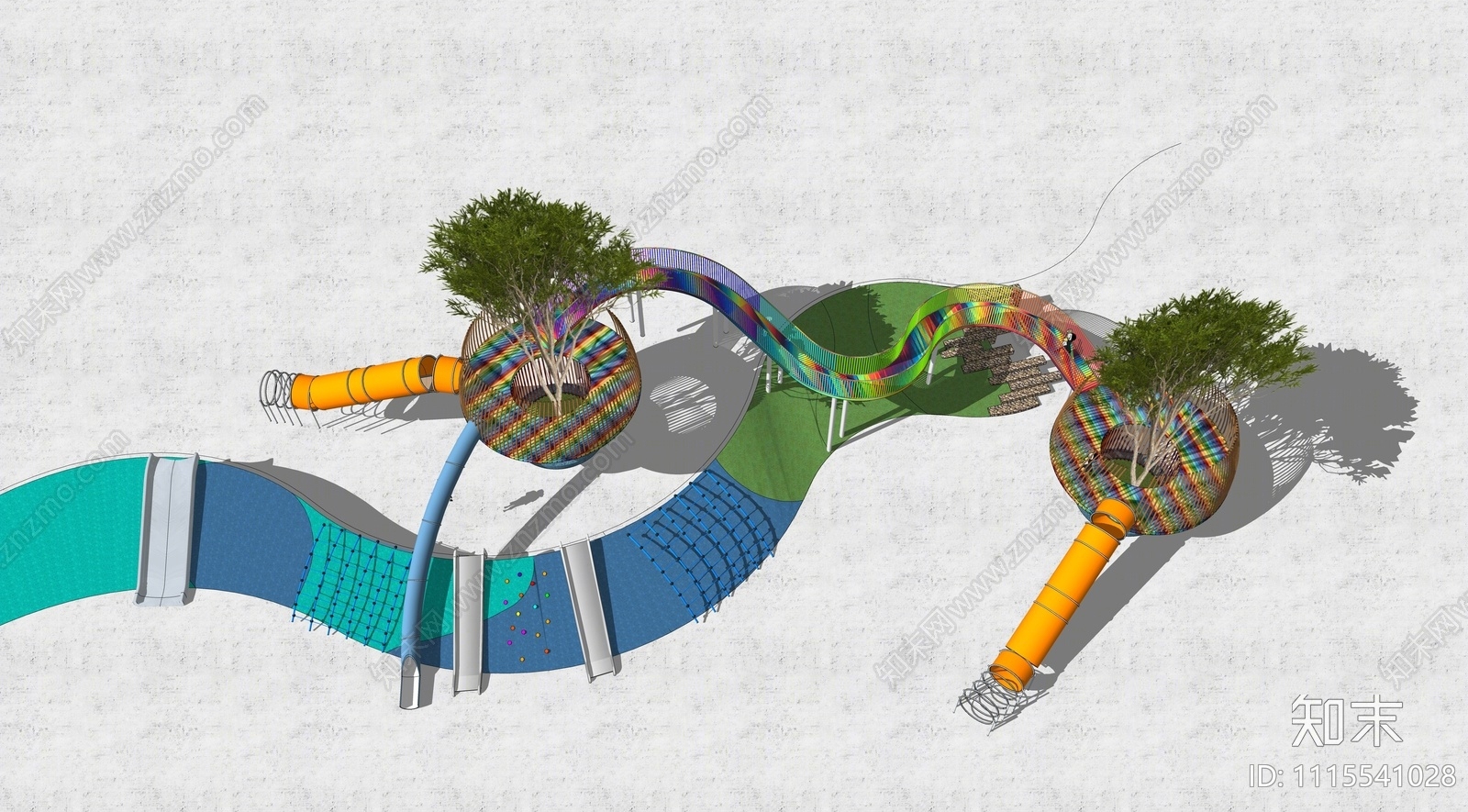 现代儿童游乐设施SU模型下载【ID:1115541028】