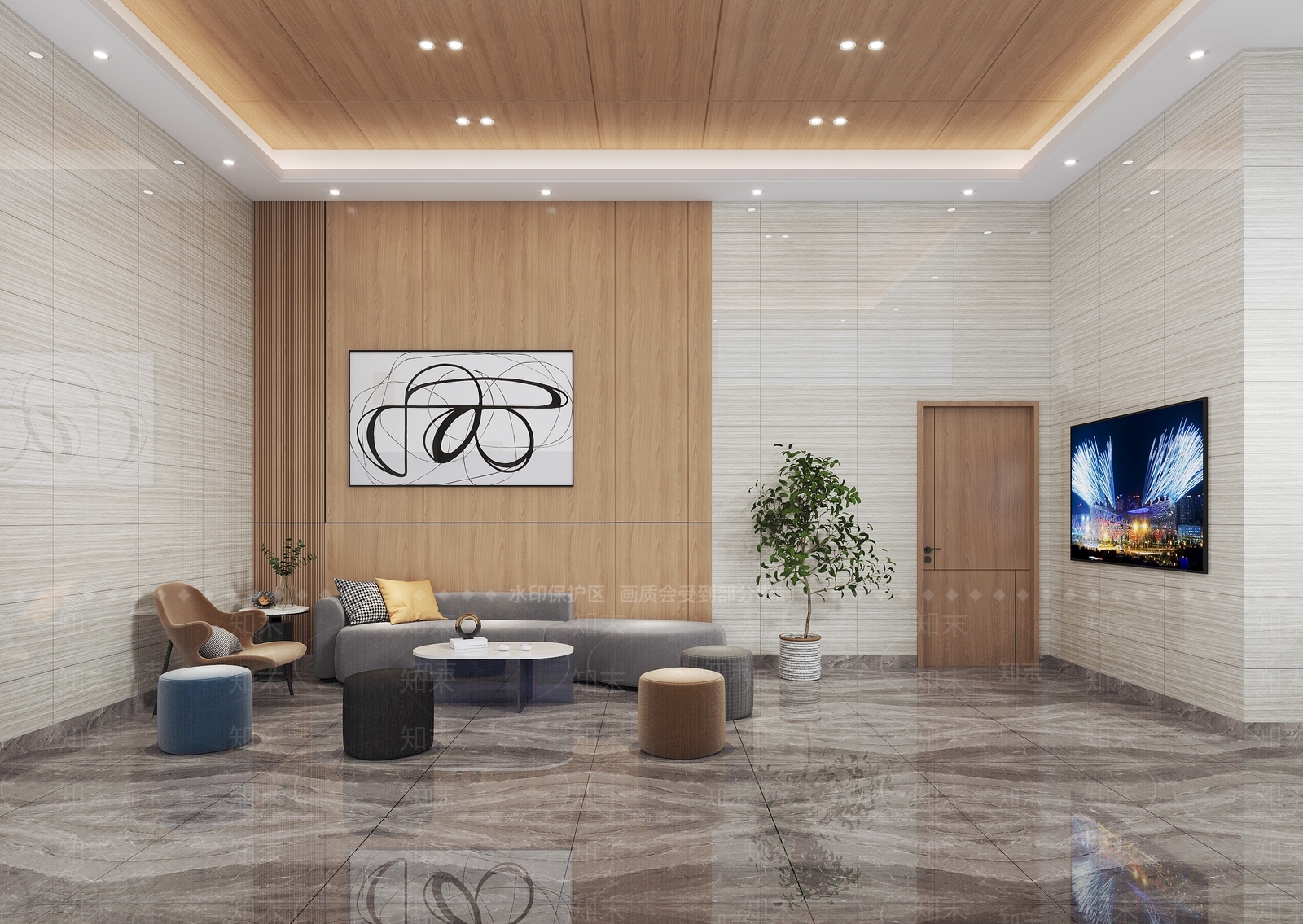 现代休息区3D模型下载【ID:1115543202】