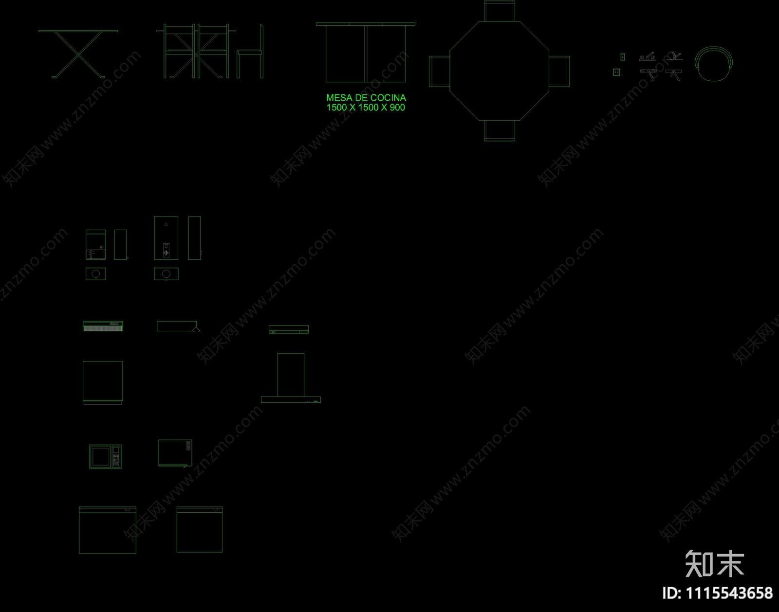 厨房设备CAD图块施工图cad施工图下载【ID:1115543658】