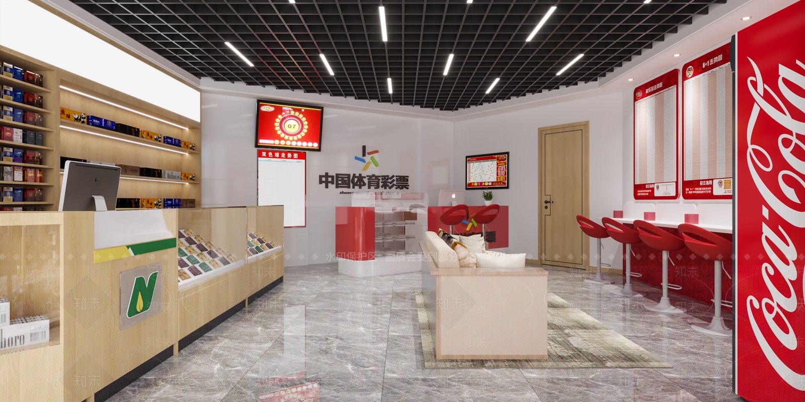 现代烟酒彩票店3D模型下载【ID:1115547074】