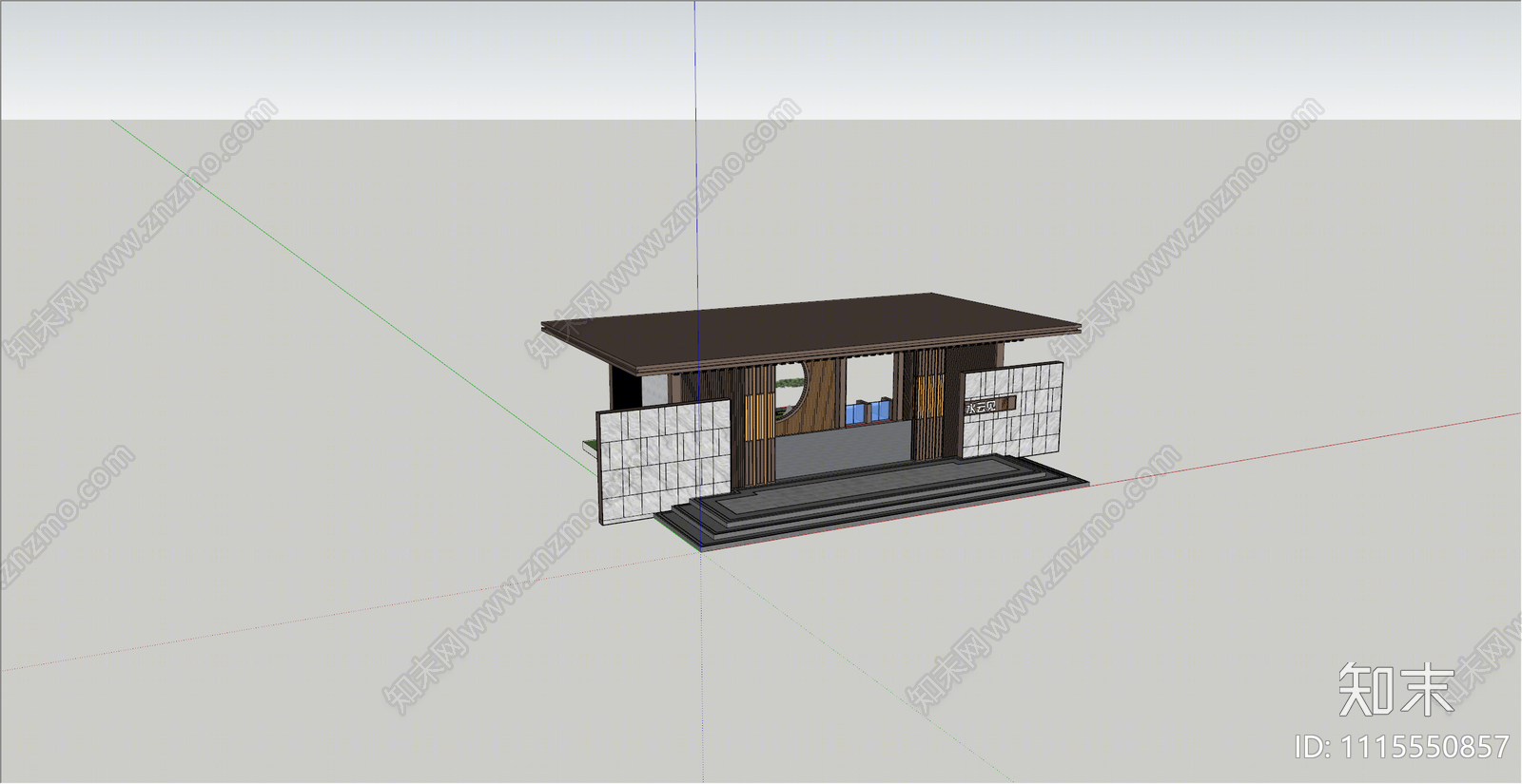 新中式小区大门SU模型下载【ID:1115550857】