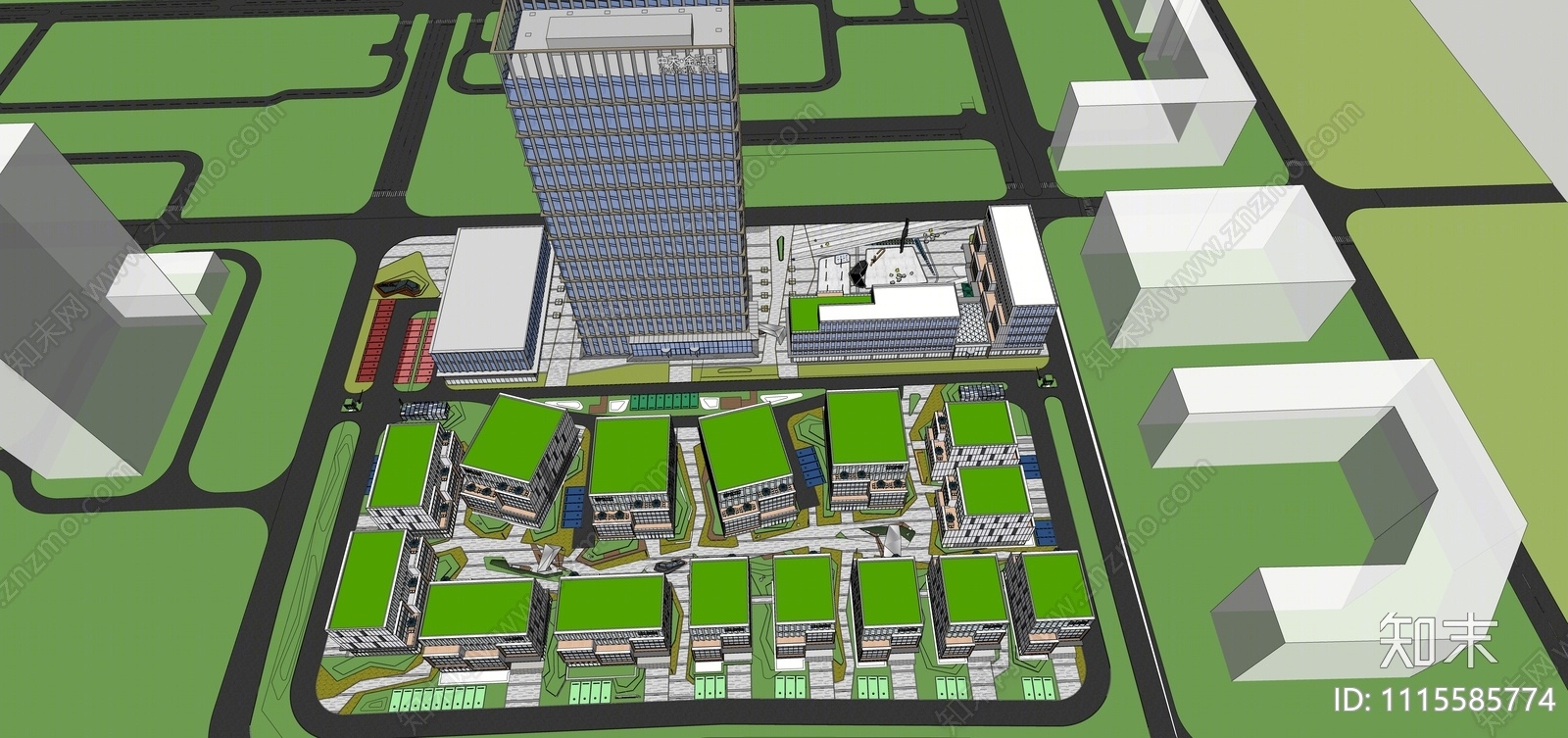 现代产业园SU模型下载【ID:1115585774】