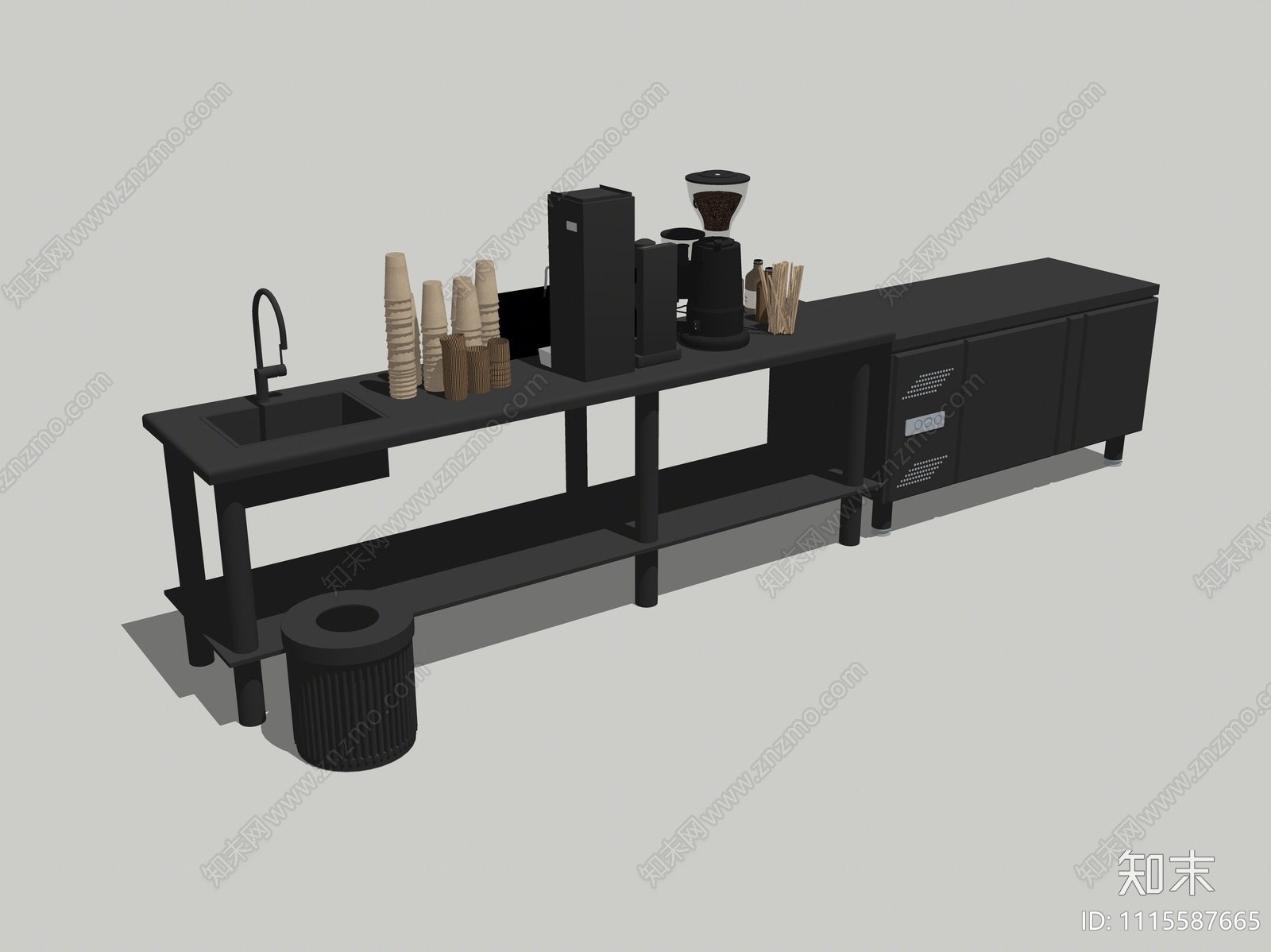 现代厨房台面SU模型下载【ID:1115587665】
