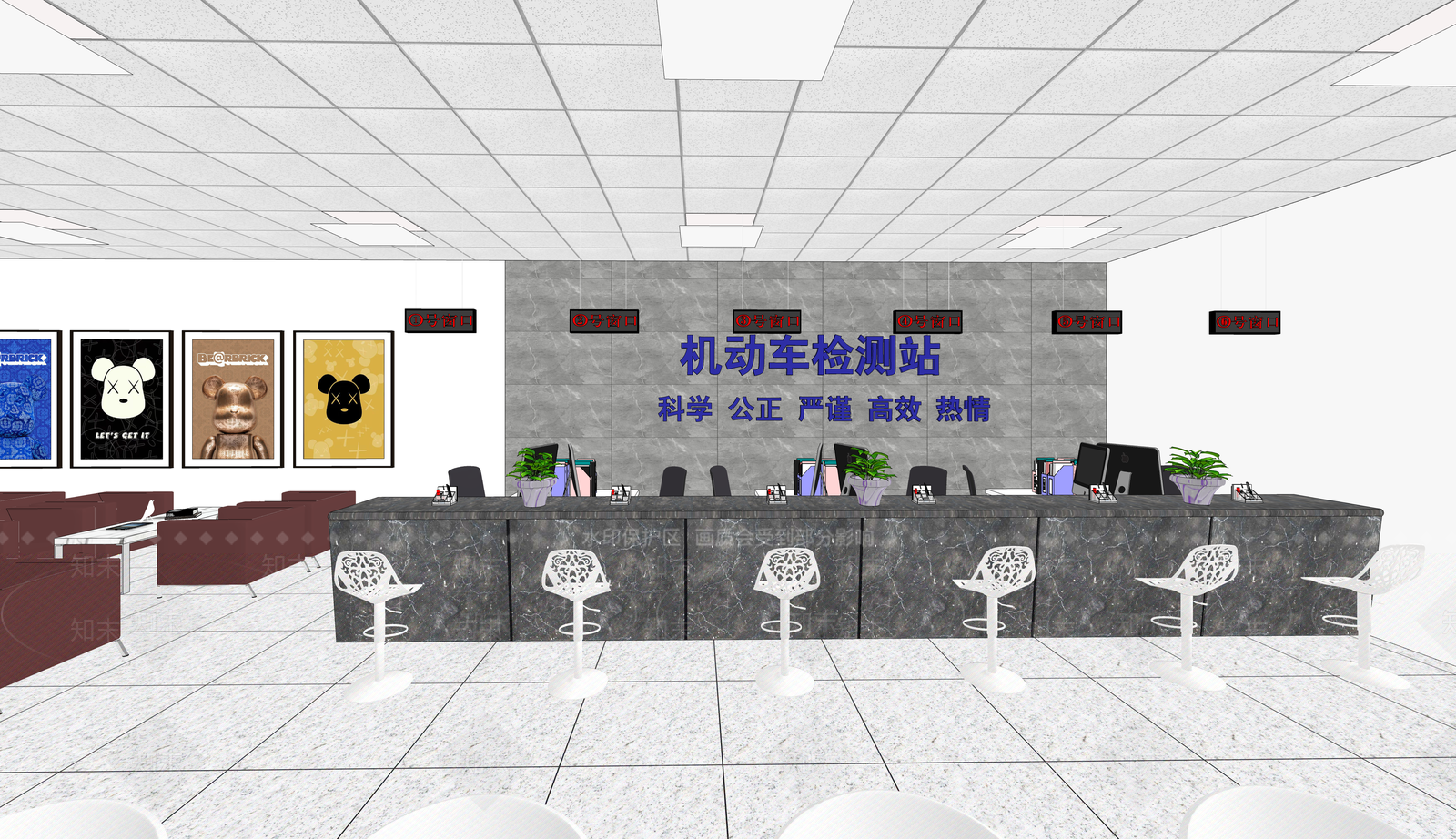 现代汽车检测站办事大厅SU模型下载【ID:1115591677】