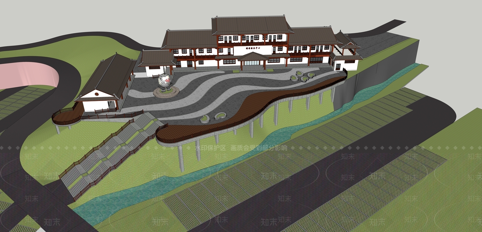 中式游客中心SU模型下载【ID:1115592068】