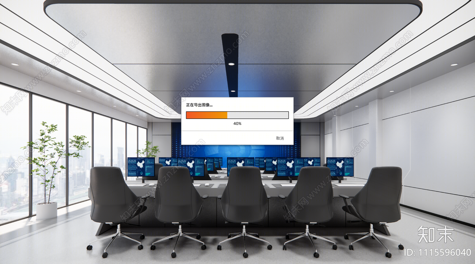 现代指挥控制室SU模型下载【ID:1115596040】