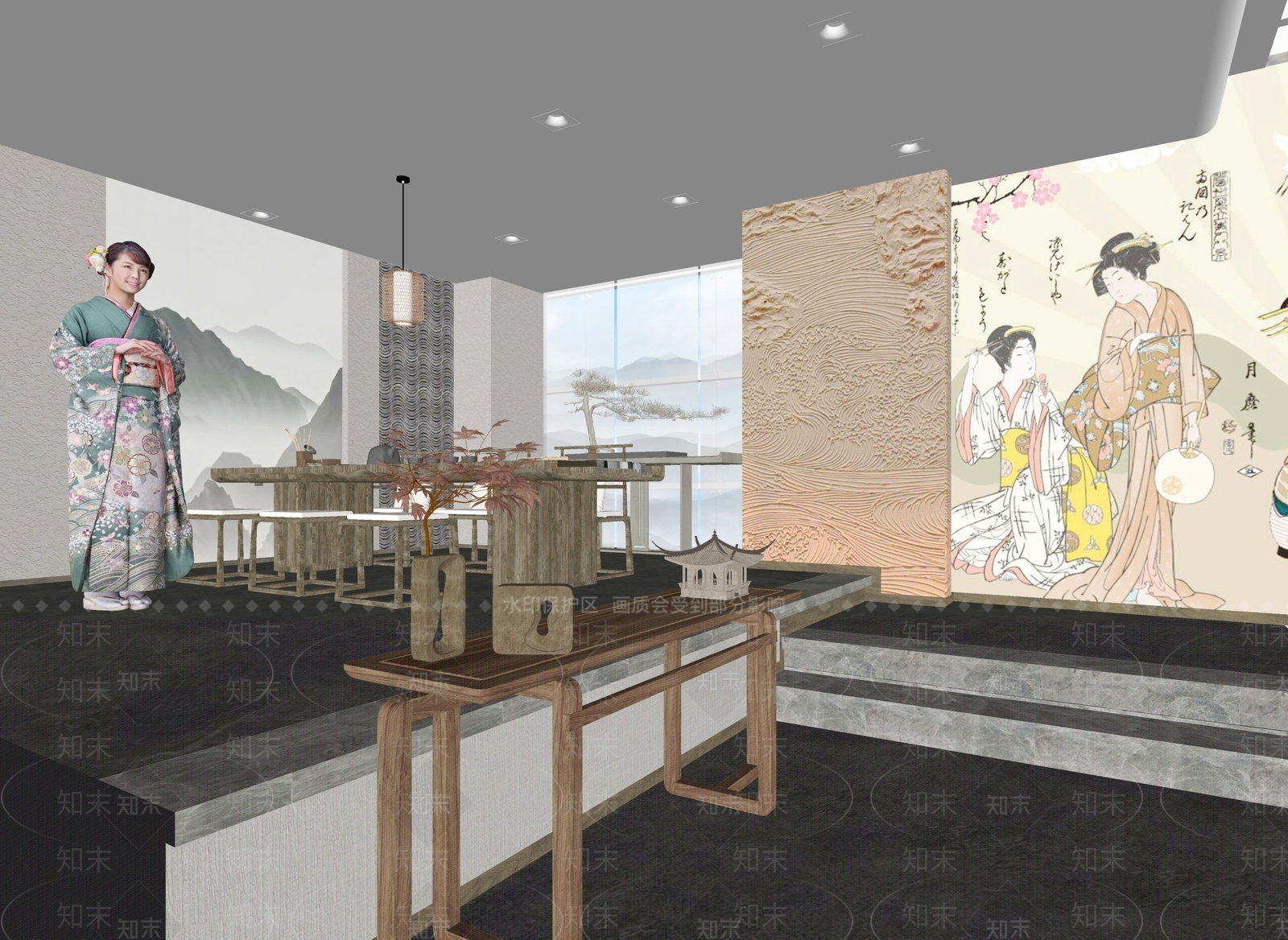 日式茶馆SU模型下载【ID:1115608089】