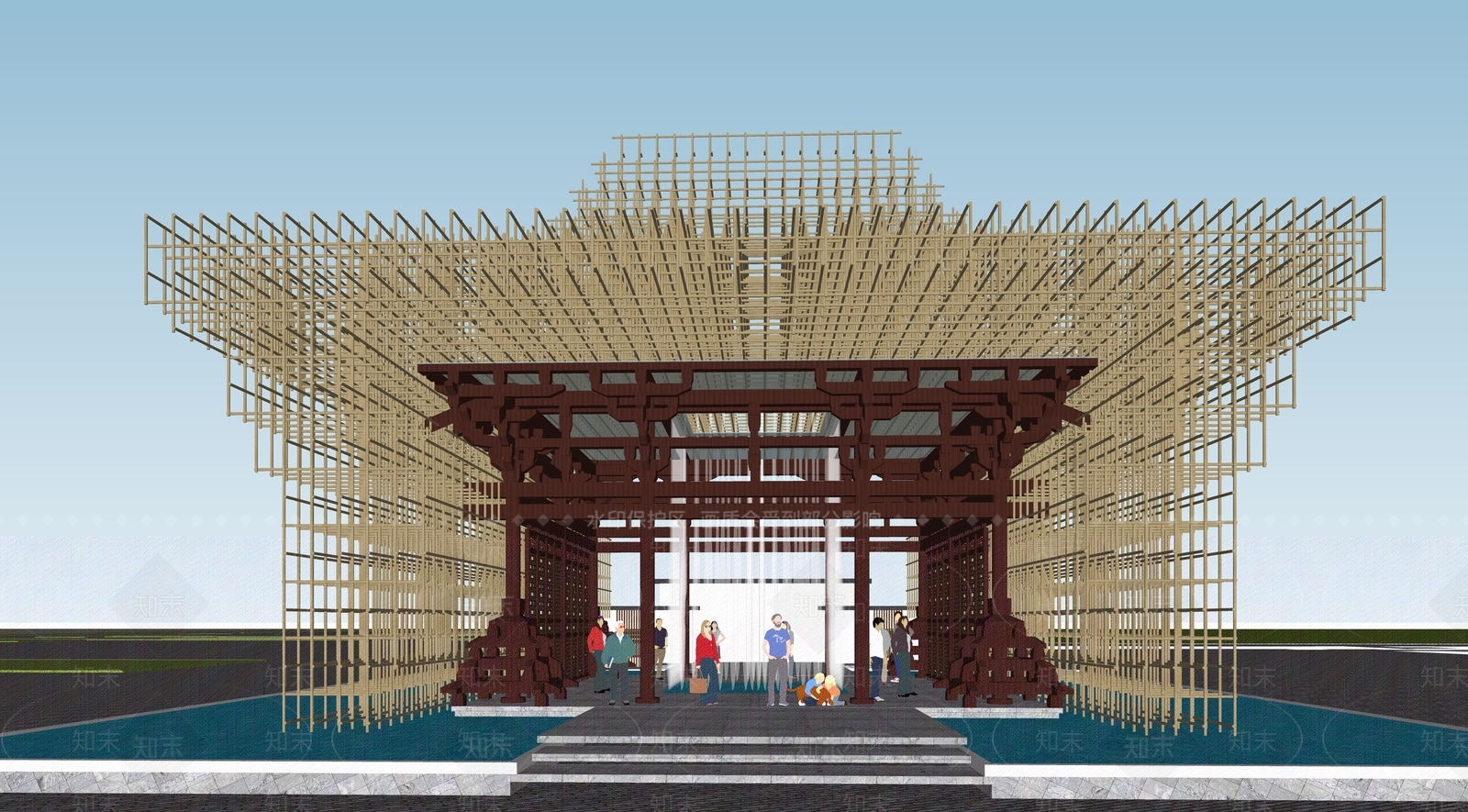 现代材料演绎古典样式廊架SU模型下载【ID:1115609968】